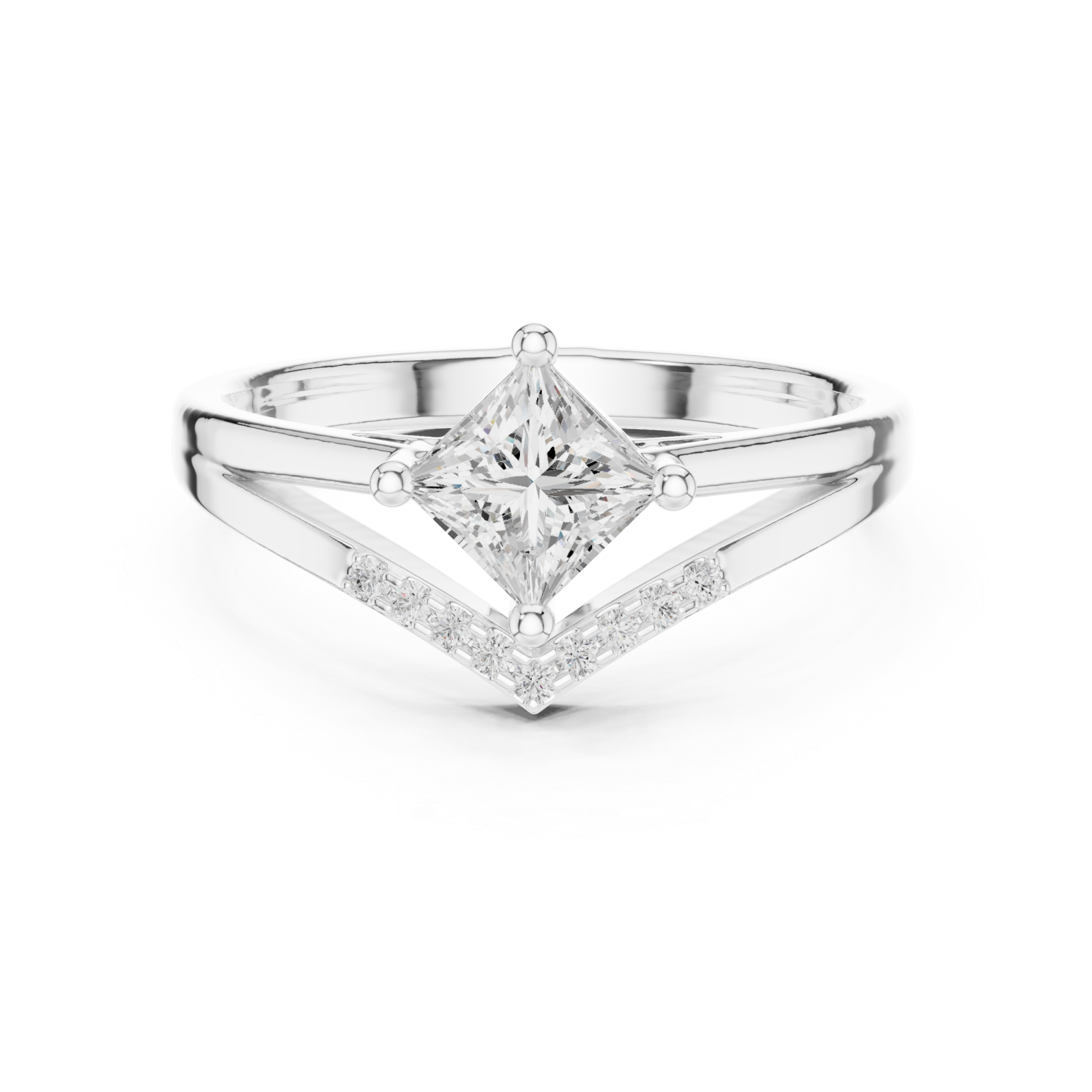  White Gold Twilight Promise Tapered Band Engagement Ring Front View