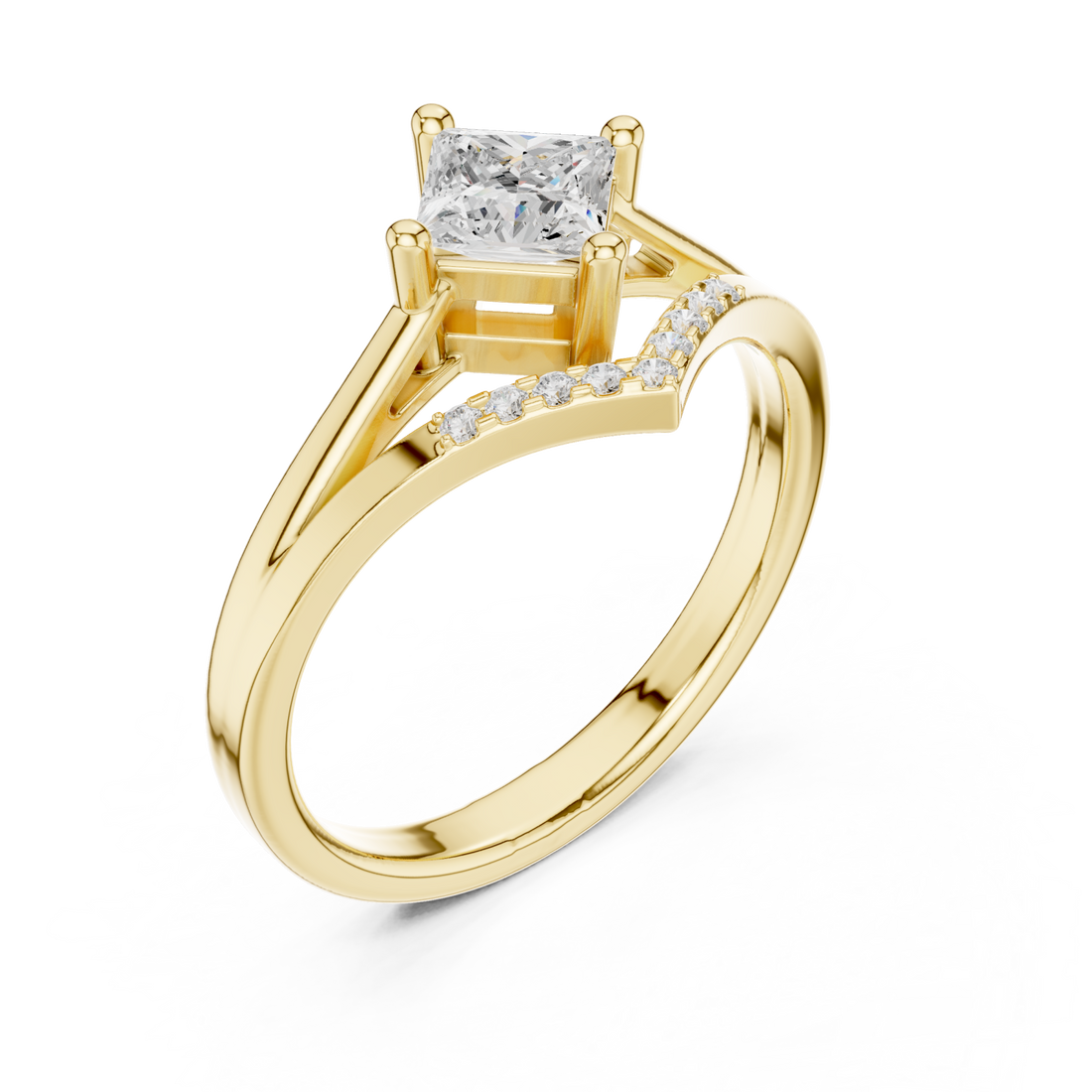 Gold Twilight Promise Tapered Band Engagement Ring Right View