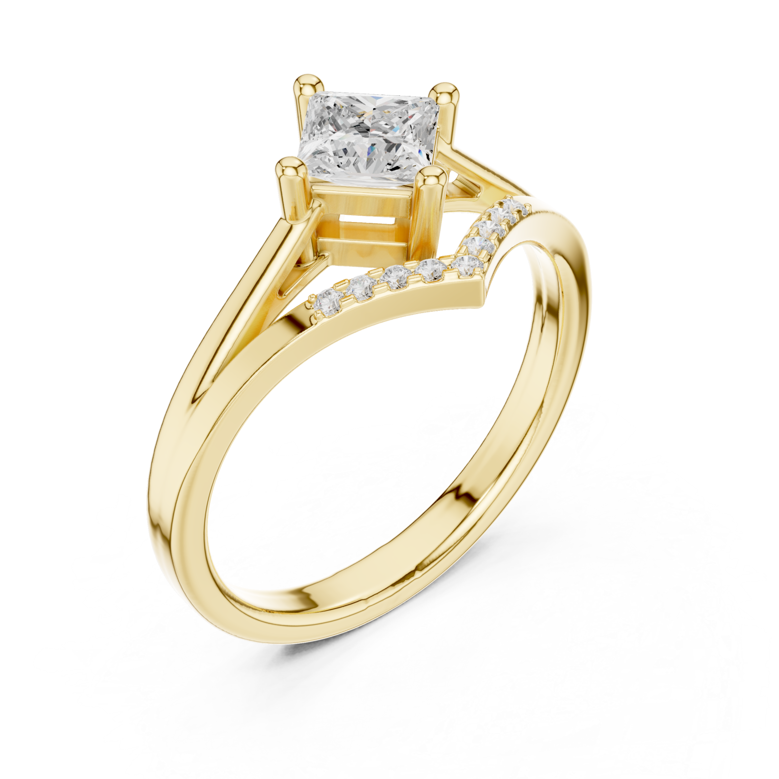 Gold Twilight Promise Tapered Band Engagement Ring Right View
