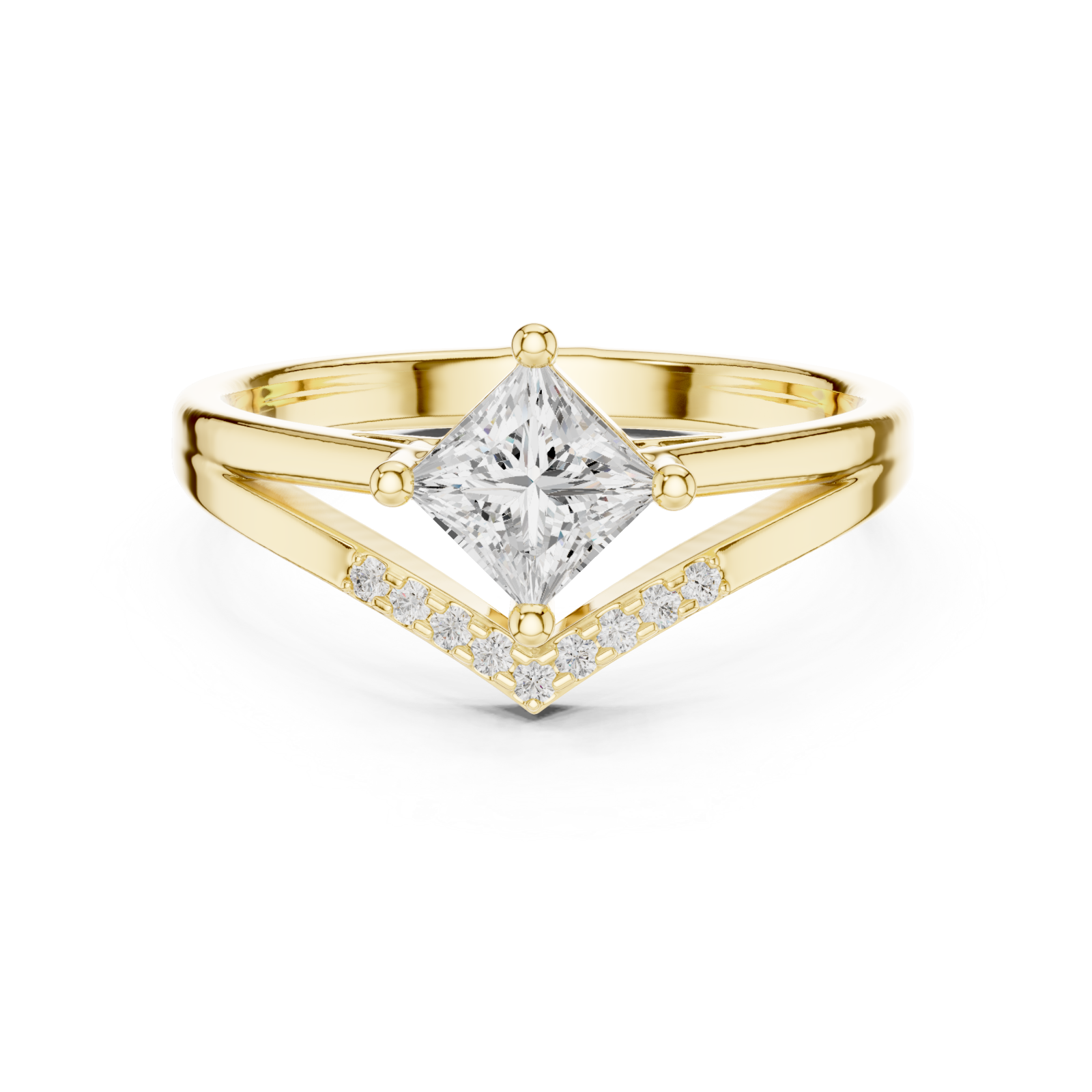  Gold Twilight Promise Tapered Band Engagement Ring Front View