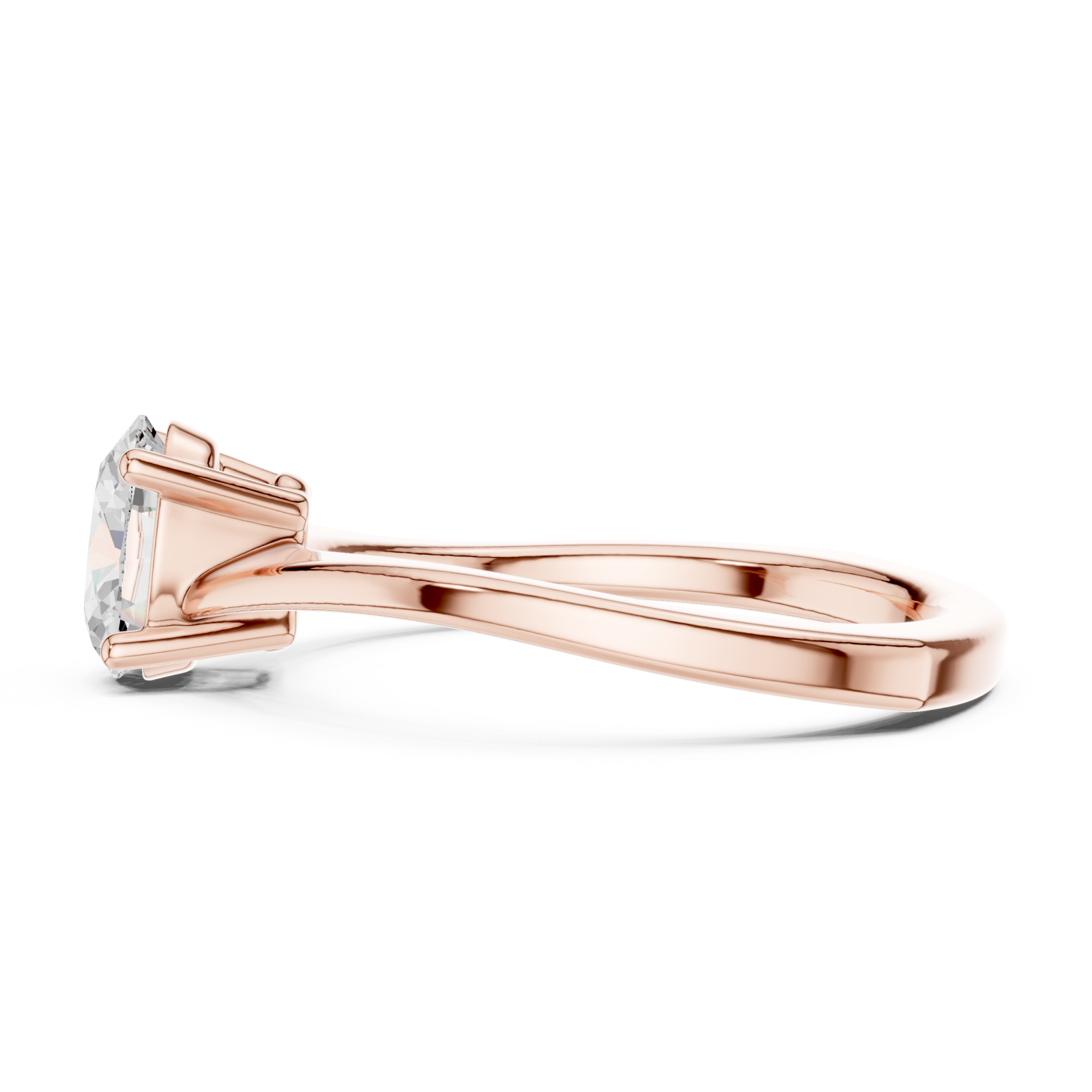  Rose Gold Radiant Whisper Engagement Ring Side View