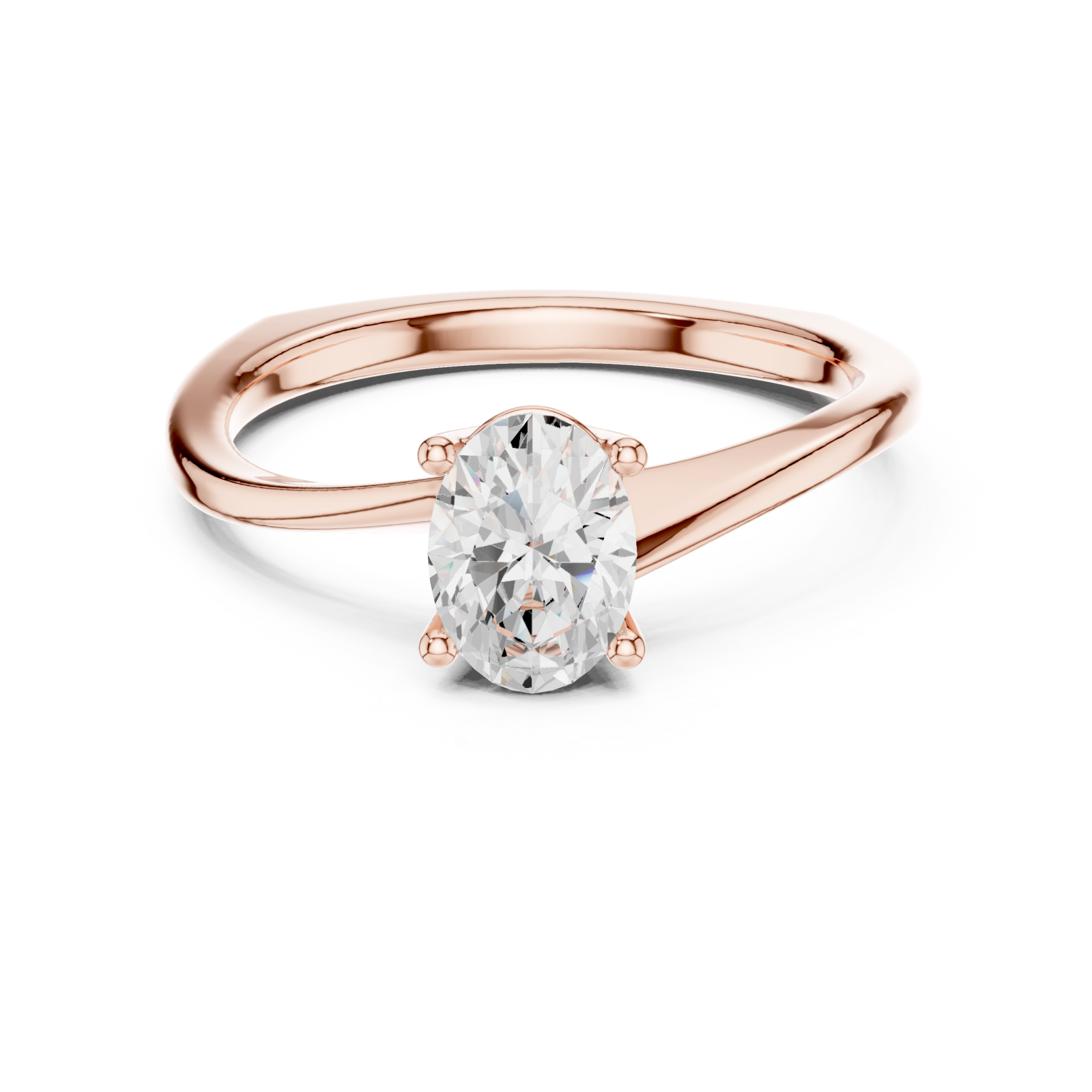  Rose Gold Radiant Whisper Engagement Ring Front View