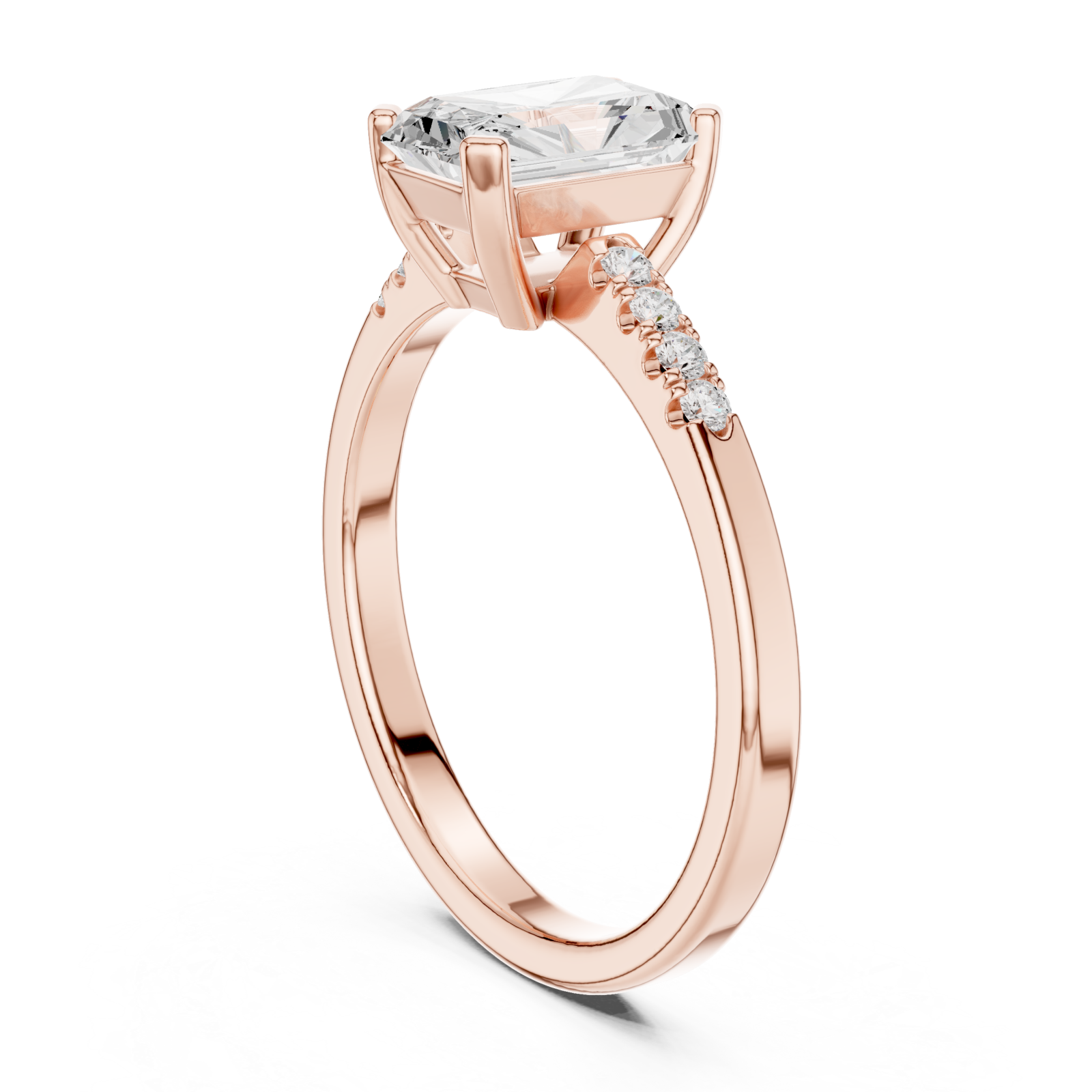  Rose Gold Graceful Luster Elevated Solitaire Band Left View