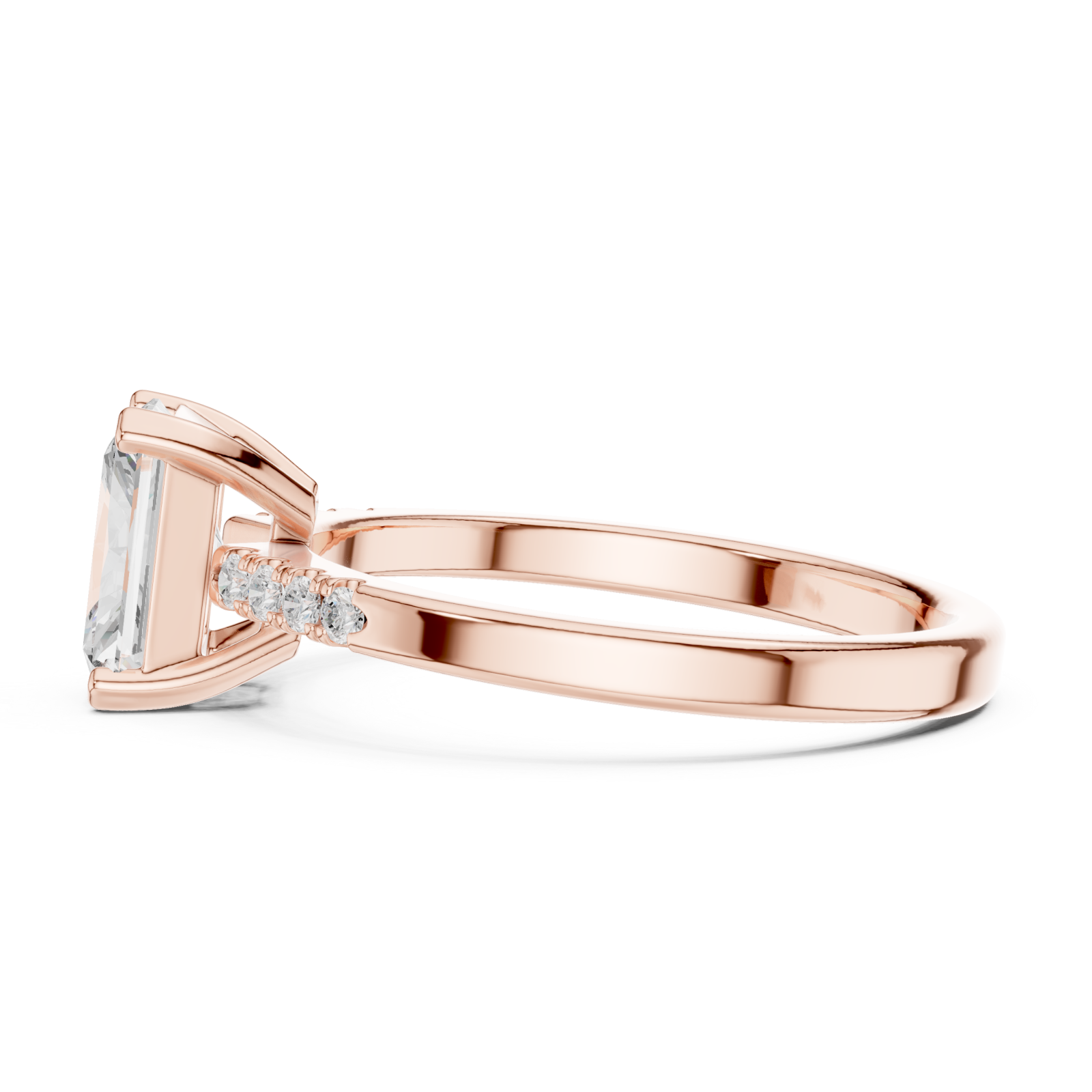  Rose Gold Graceful Luster Elevated Solitaire Band Side View