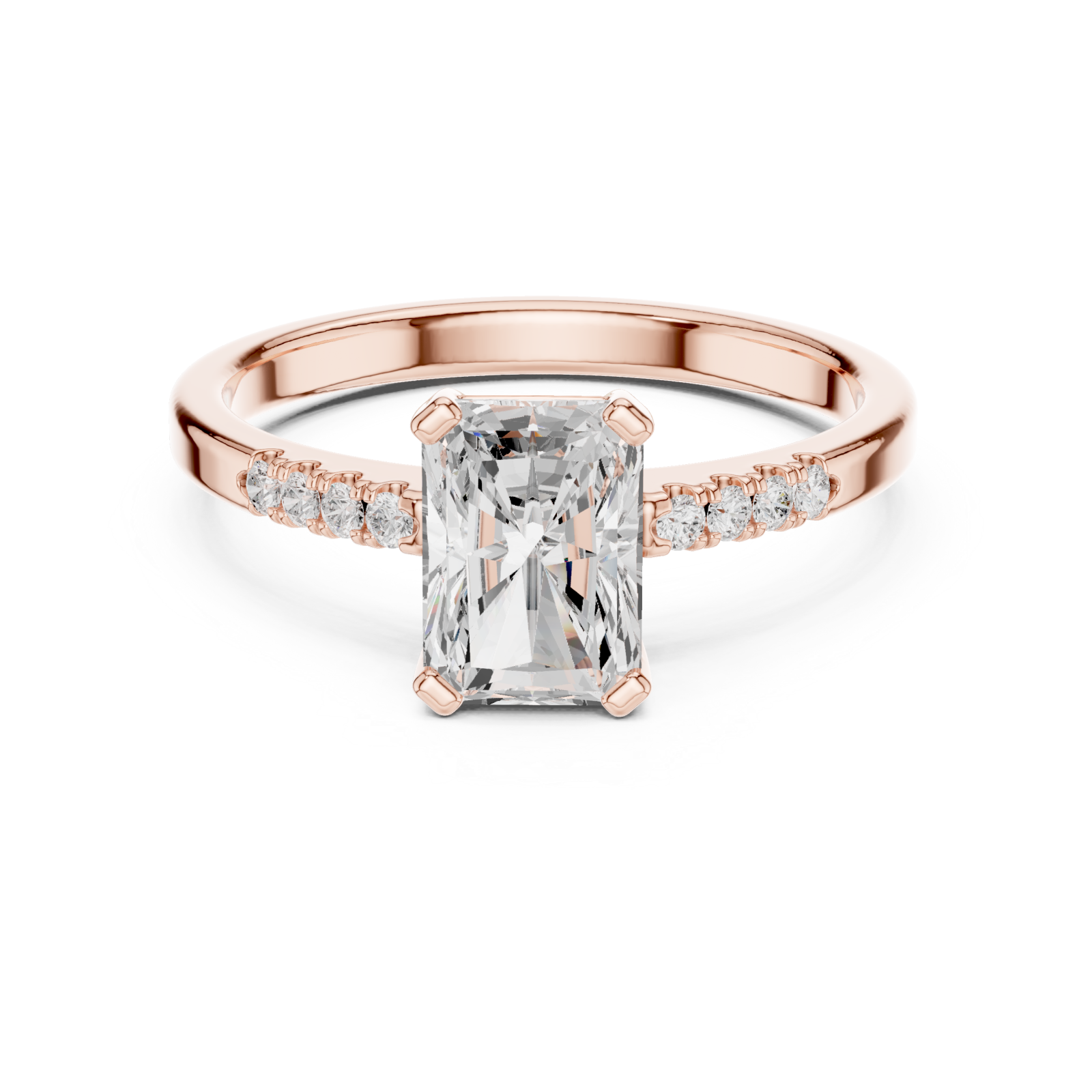  Rose Gold Graceful Luster Elevated Solitaire Band Front View