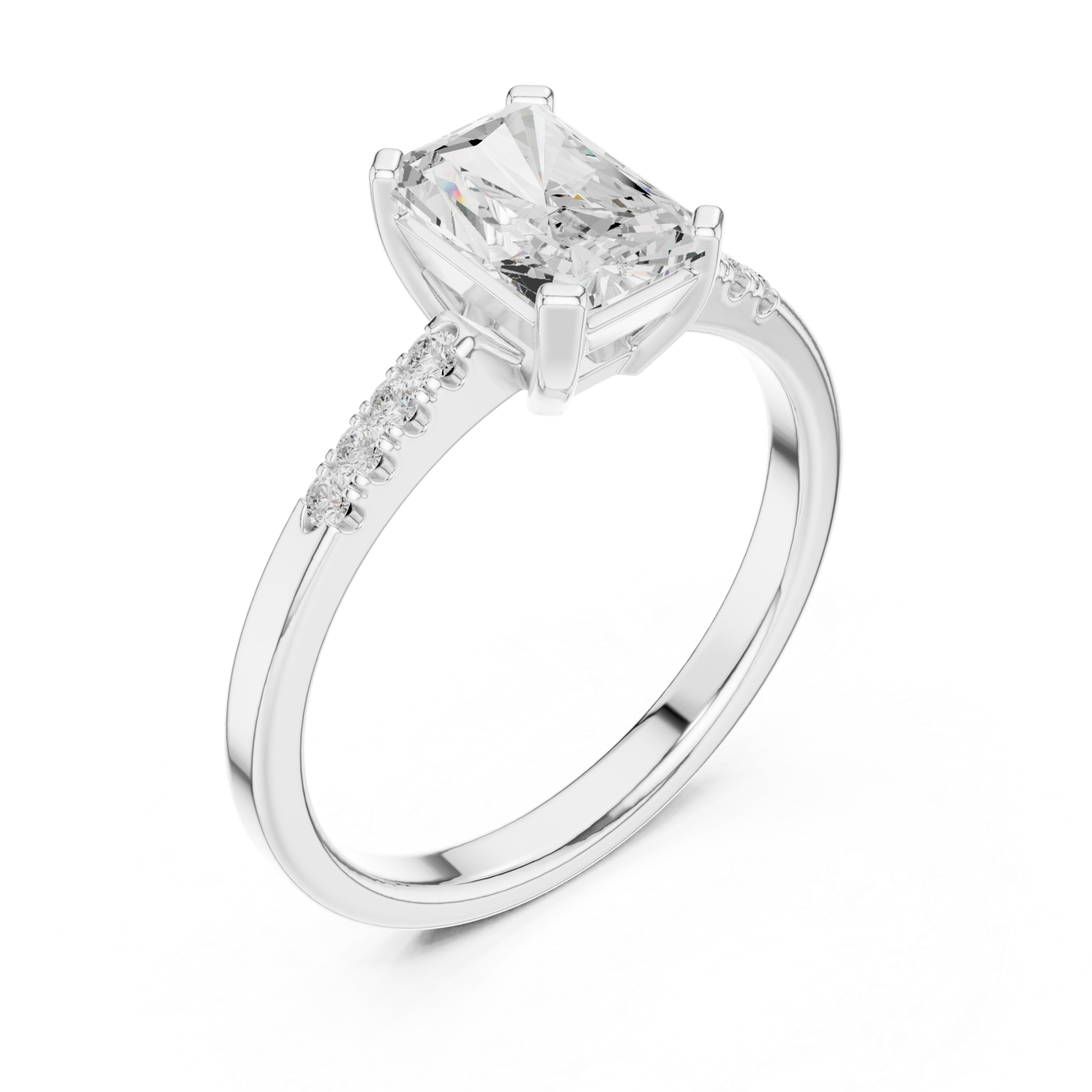  White Gold Graceful Luster Elevated Solitaire Band Right View