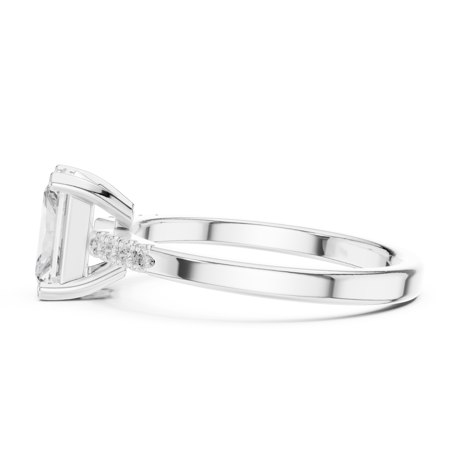  White Gold Graceful Luster Elevated Solitaire Band Side View