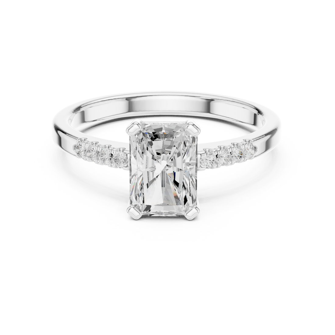  White Gold Graceful Luster Elevated Solitaire Band Right View