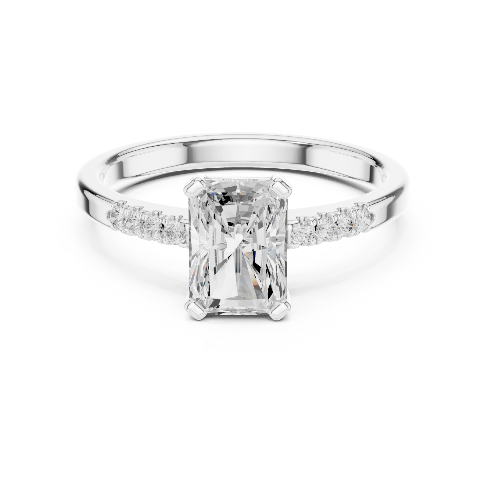  White Gold Graceful Luster Elevated Solitaire Band Front View