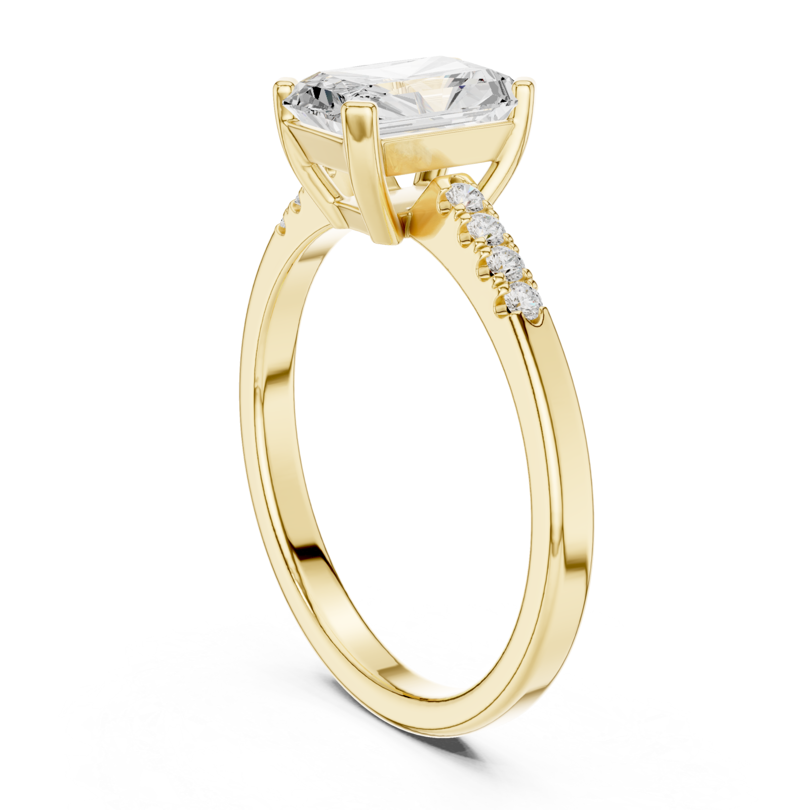  Gold Graceful Luster Elevated Solitaire Band Left View