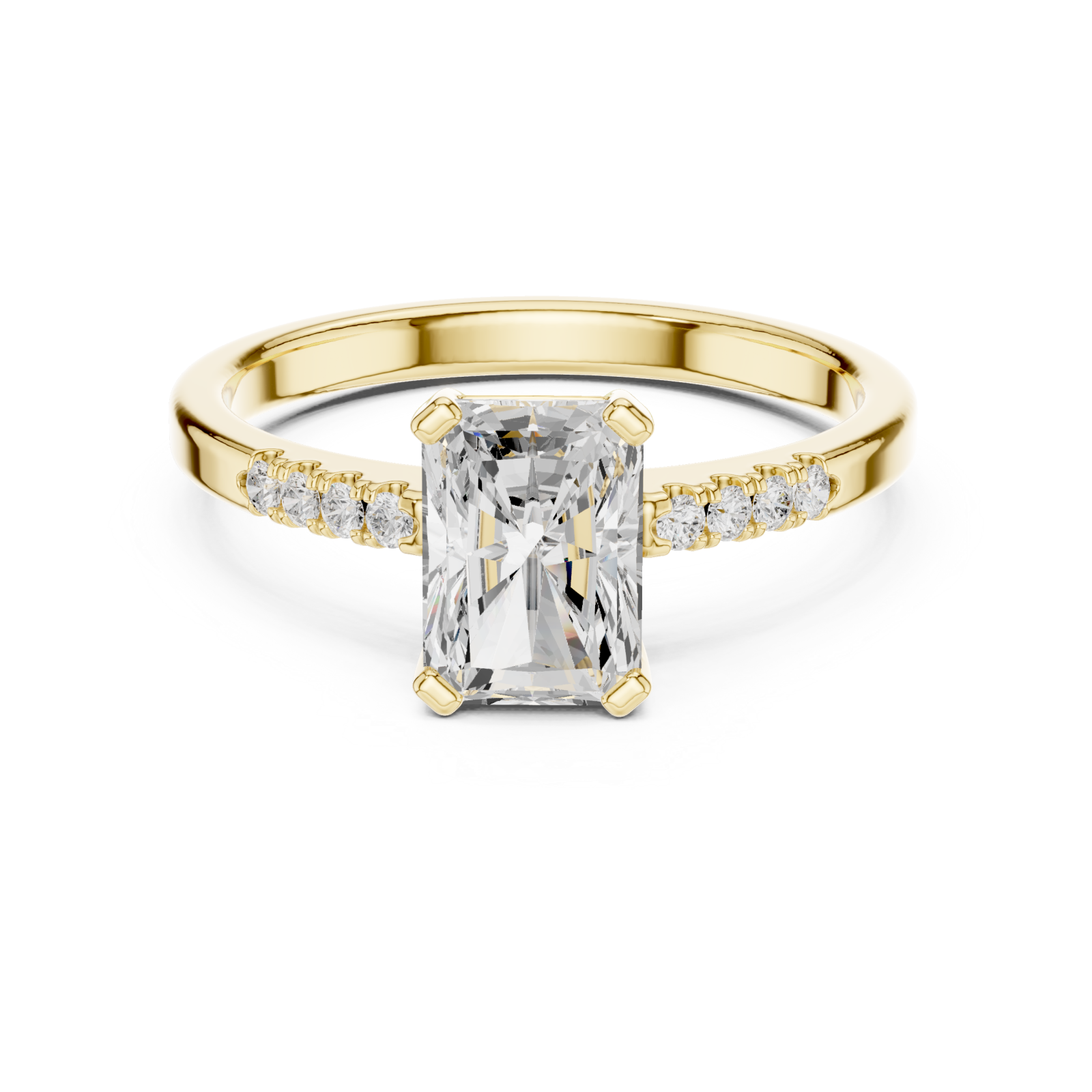  Gold Graceful Luster Elevated Solitaire Band Front View