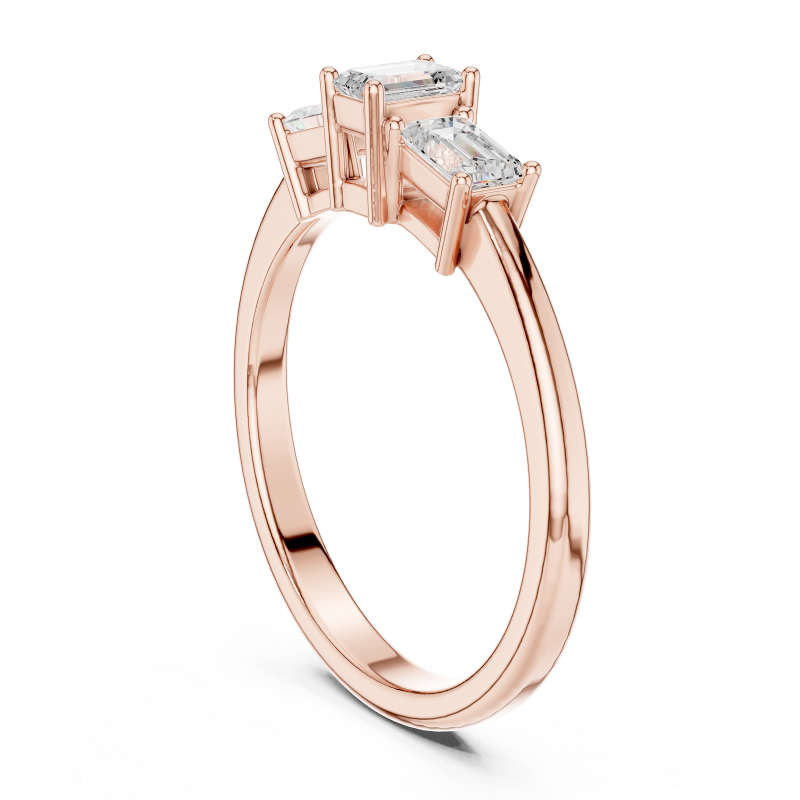  Rose Gold Urbane Tapered Trefoil Band Ring Left View