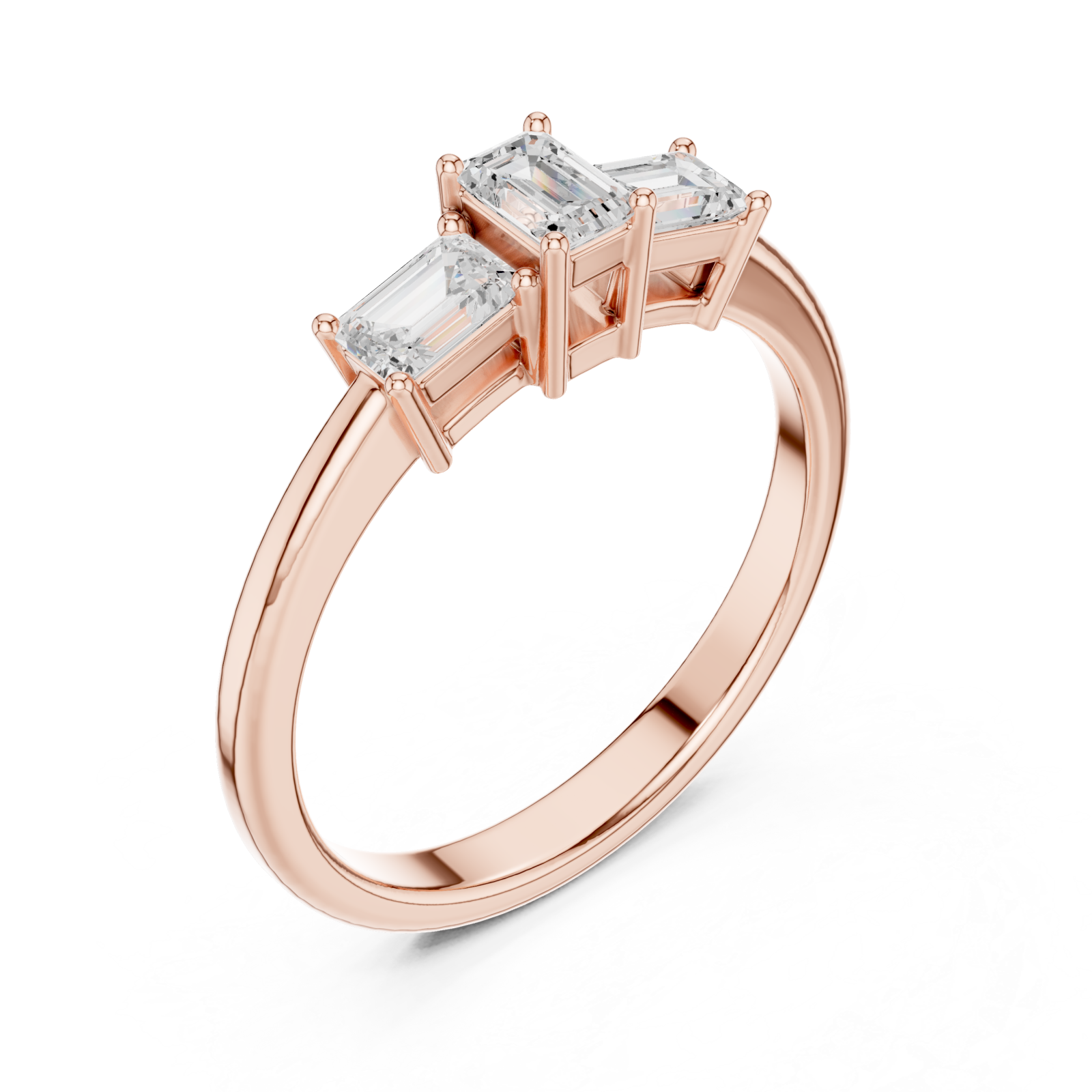  Rose Gold Urbane Tapered Trefoil Band Ring Right View