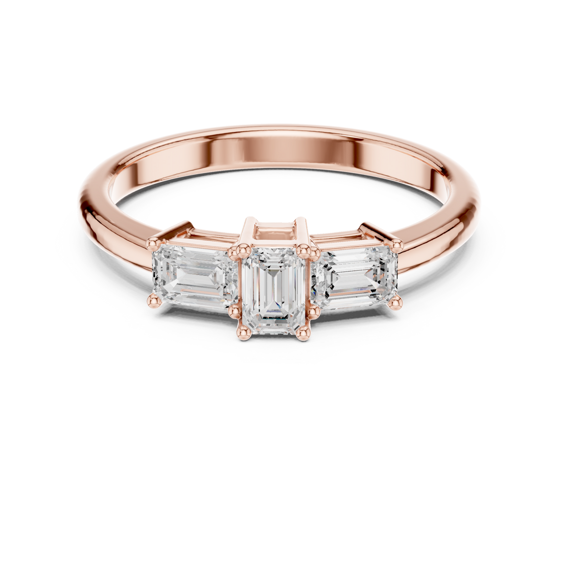 Rose Gold Urbane Tapered Trefoil Band Ring Right View