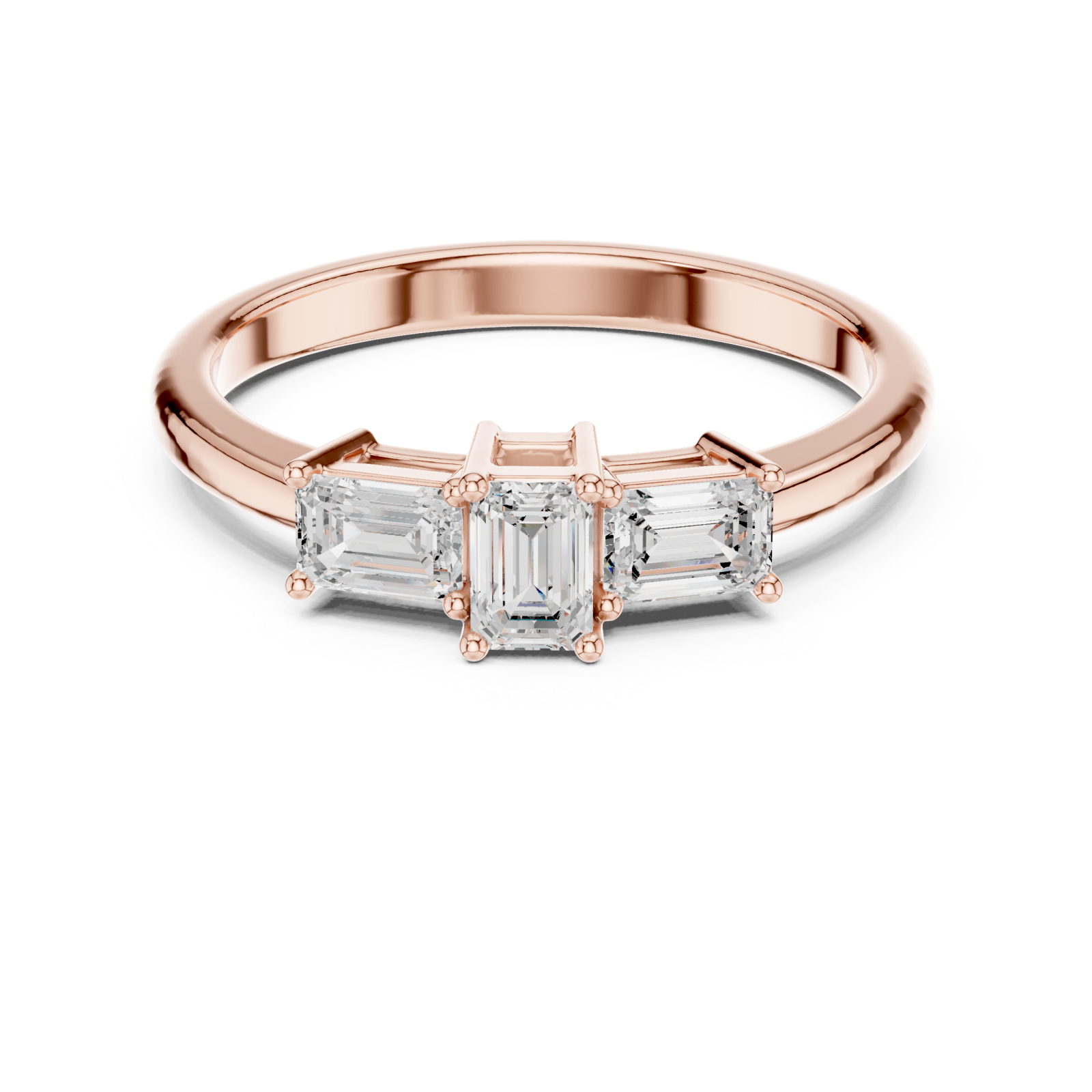  Rose Gold Urbane Tapered Trefoil Band Ring Front View