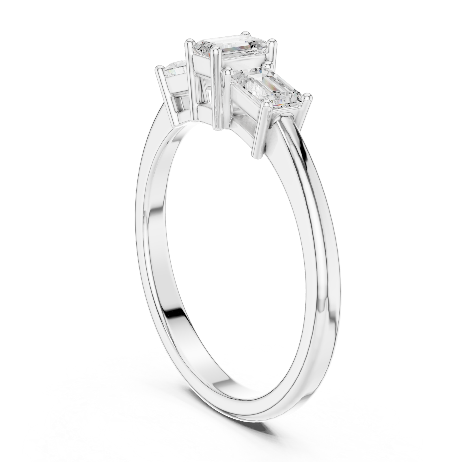  White Gold Urbane Tapered Trefoil Band Ring Left View