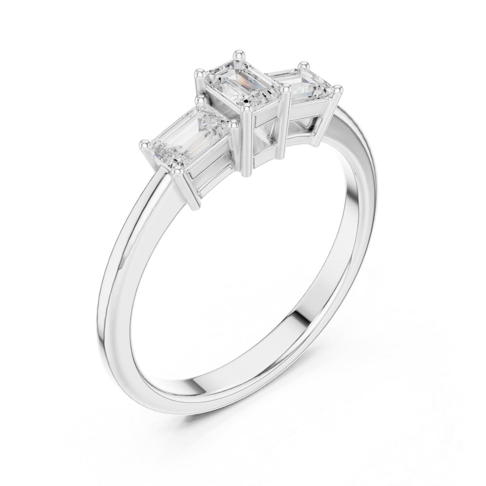  White Gold Urbane Tapered Trefoil Band Ring Right View