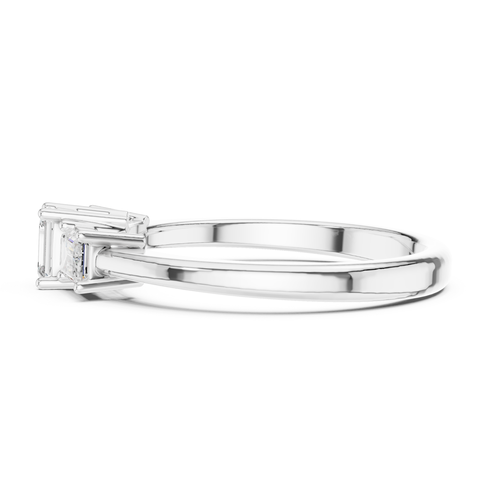  White Gold Urbane Tapered Trefoil Band Ring Side View