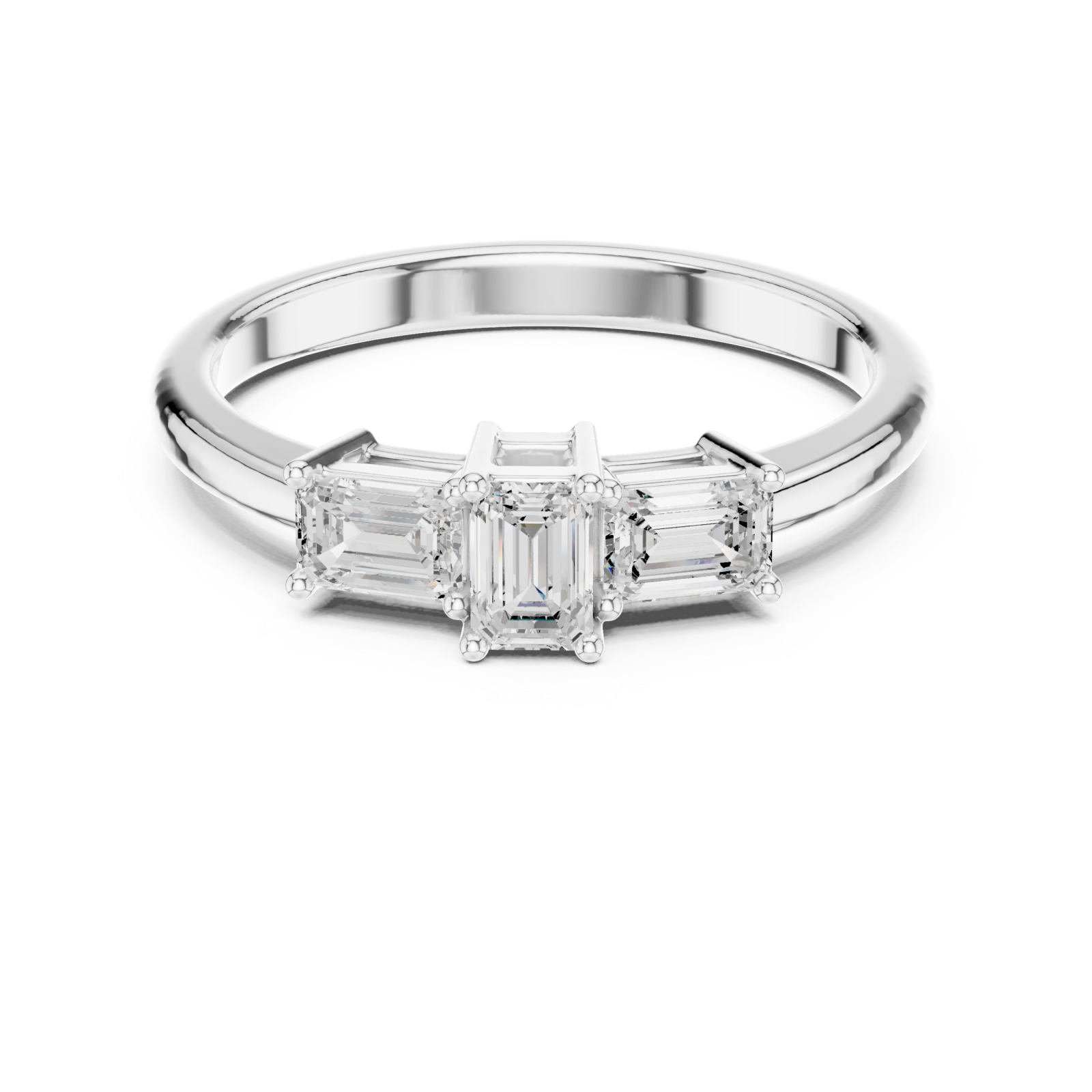  White Gold Urbane Tapered Trefoil Band Ring Front View