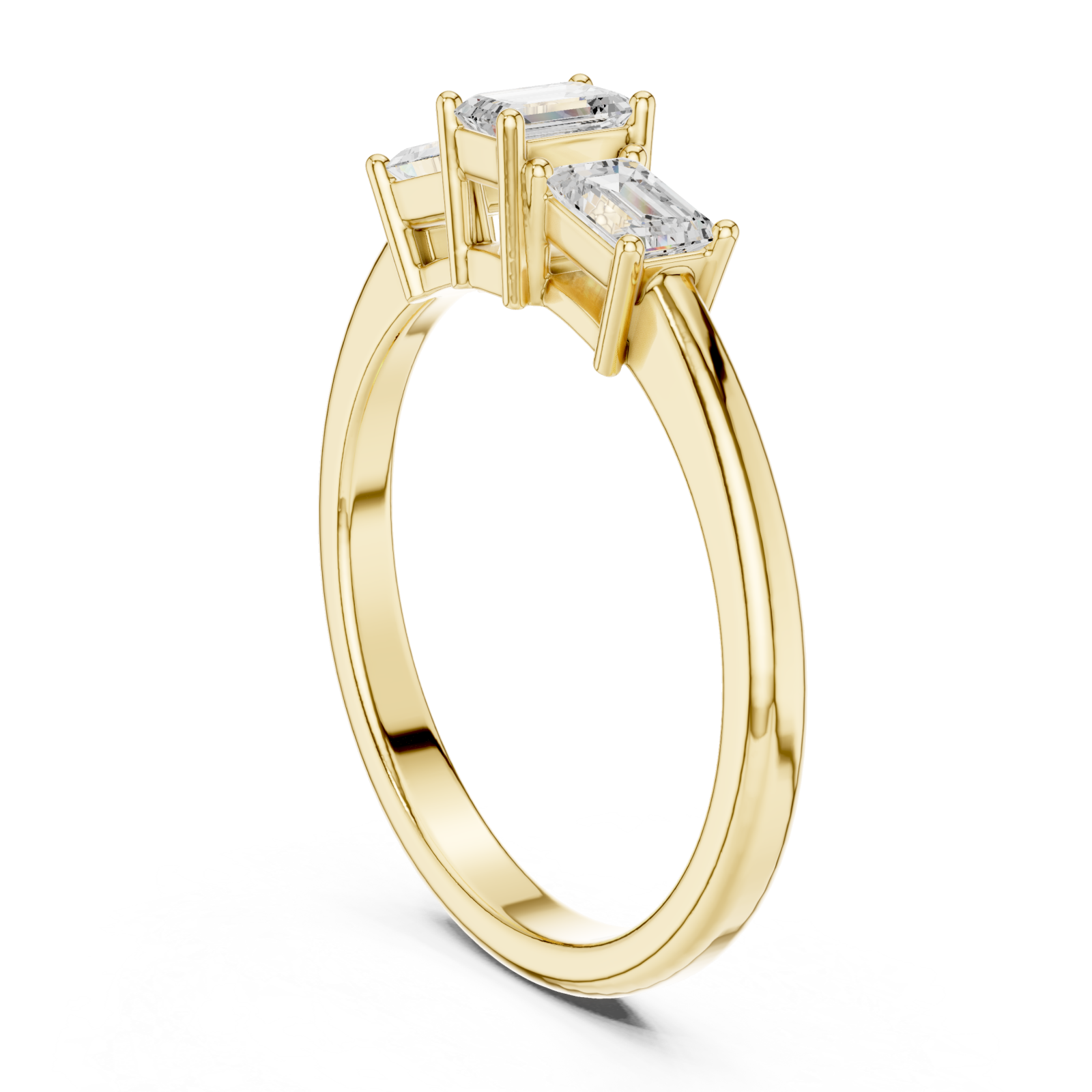  Gold Urbane Tapered Trefoil Band Ring Left View