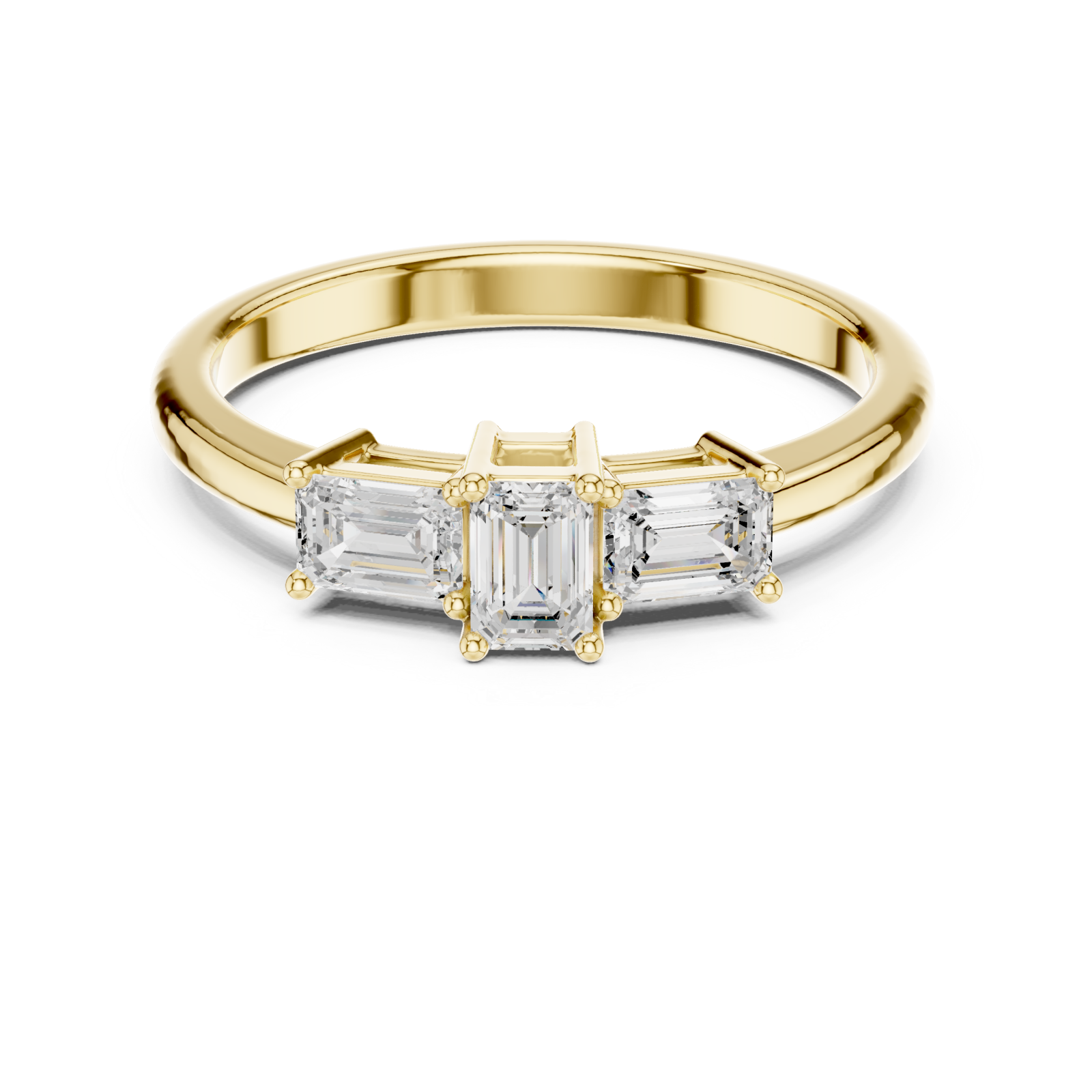  Gold Urbane Tapered Trefoil Band Ring Front View