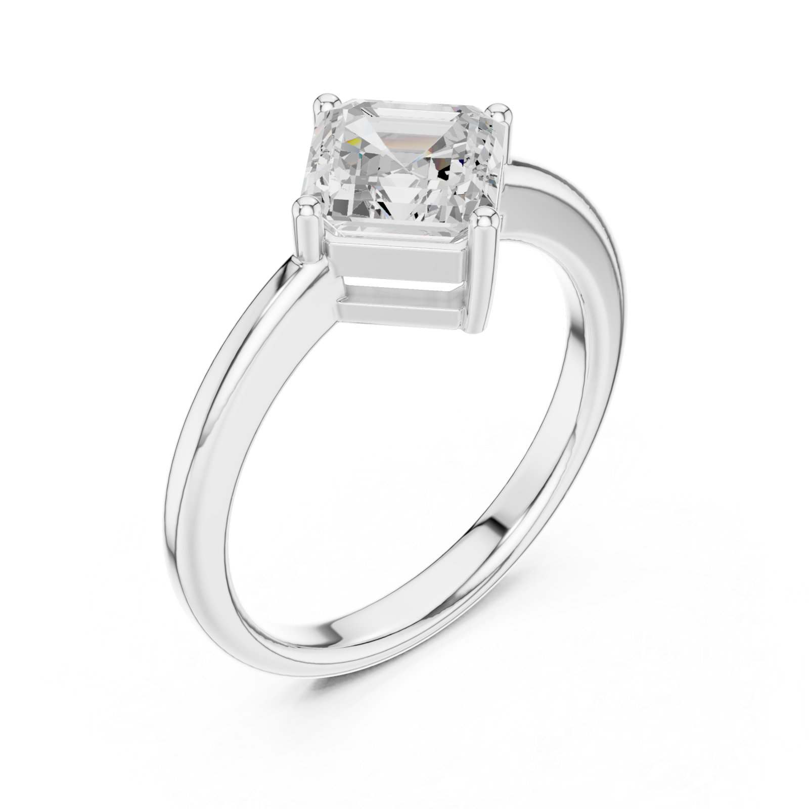  White Gold Timeless Luxe Prism Statement Solitaire Ring Right View
