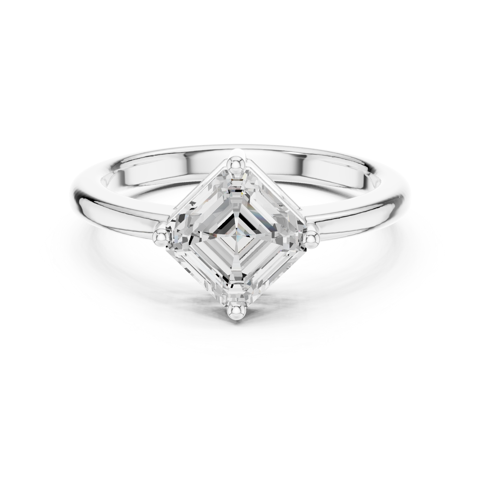  White Gold Timeless Luxe Prism Statement Solitaire Ring Front View