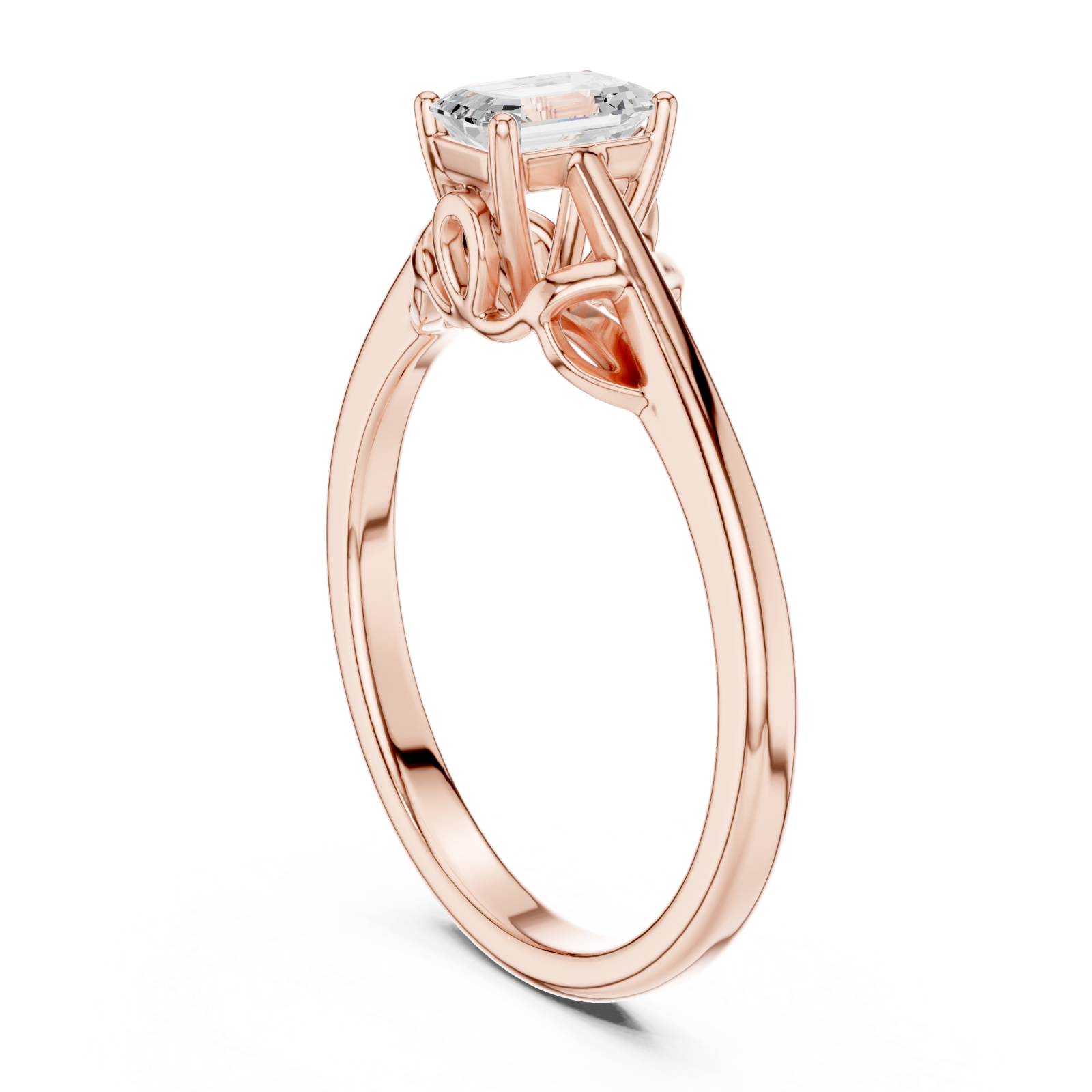 Rose Gold Enchanted Promise Elegant Band Ring Left View