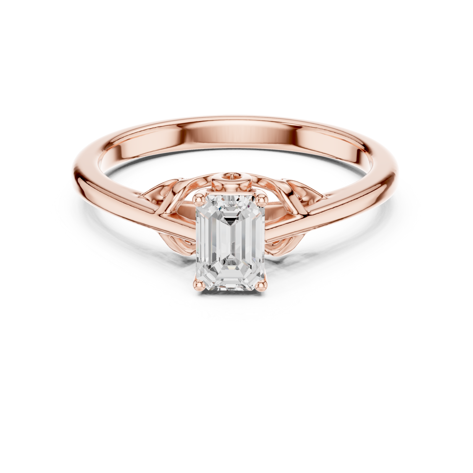  Rose Gold Enchanted Promise Elegant Band Ring Front View