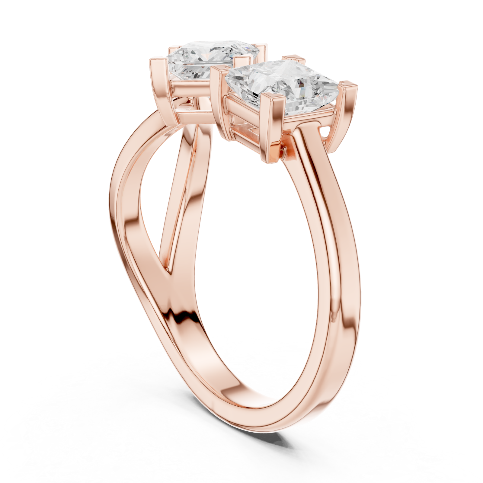  Rose Gold Classic Twin Radiance Ring Left View