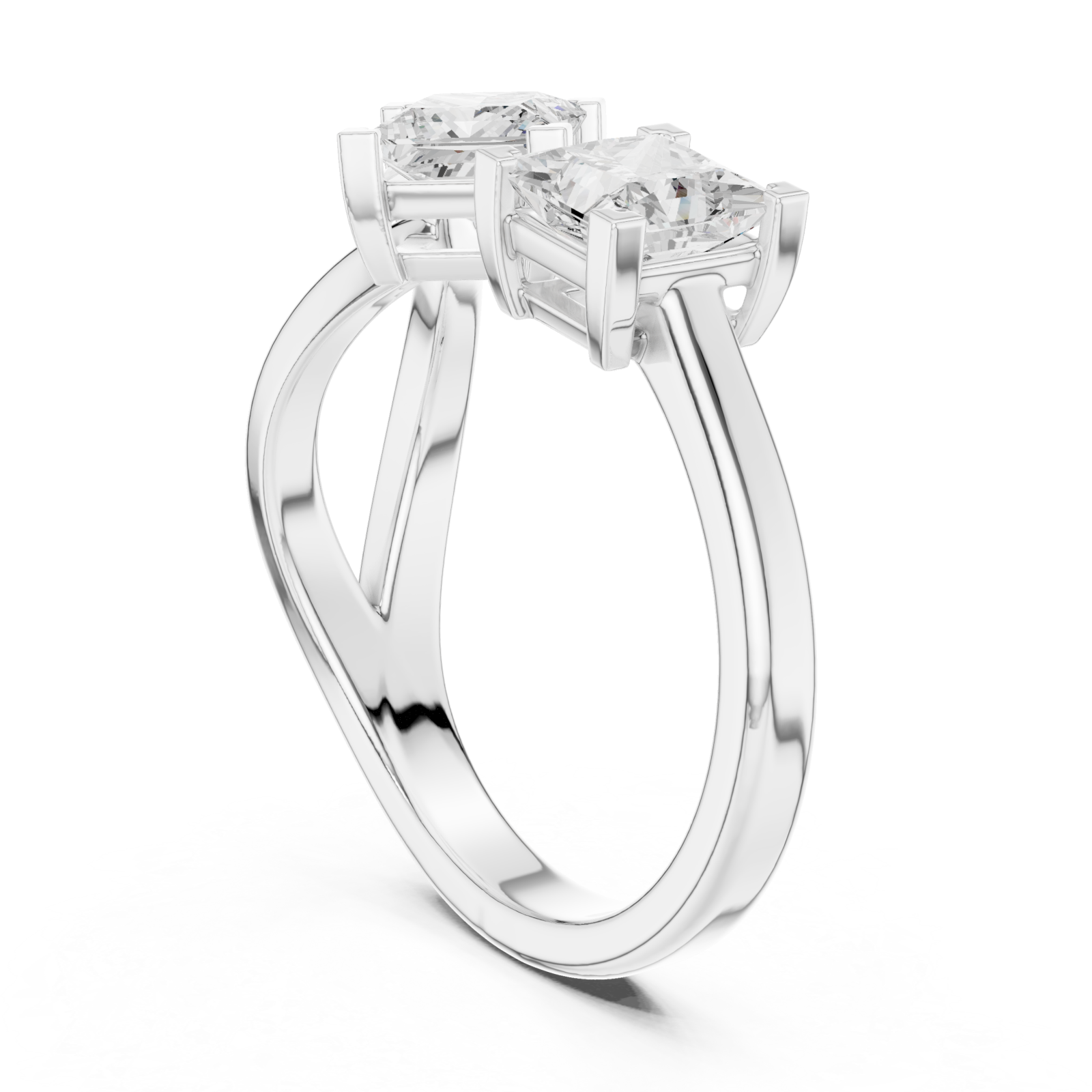  White Gold Classic Twin Radiance Ring Left View