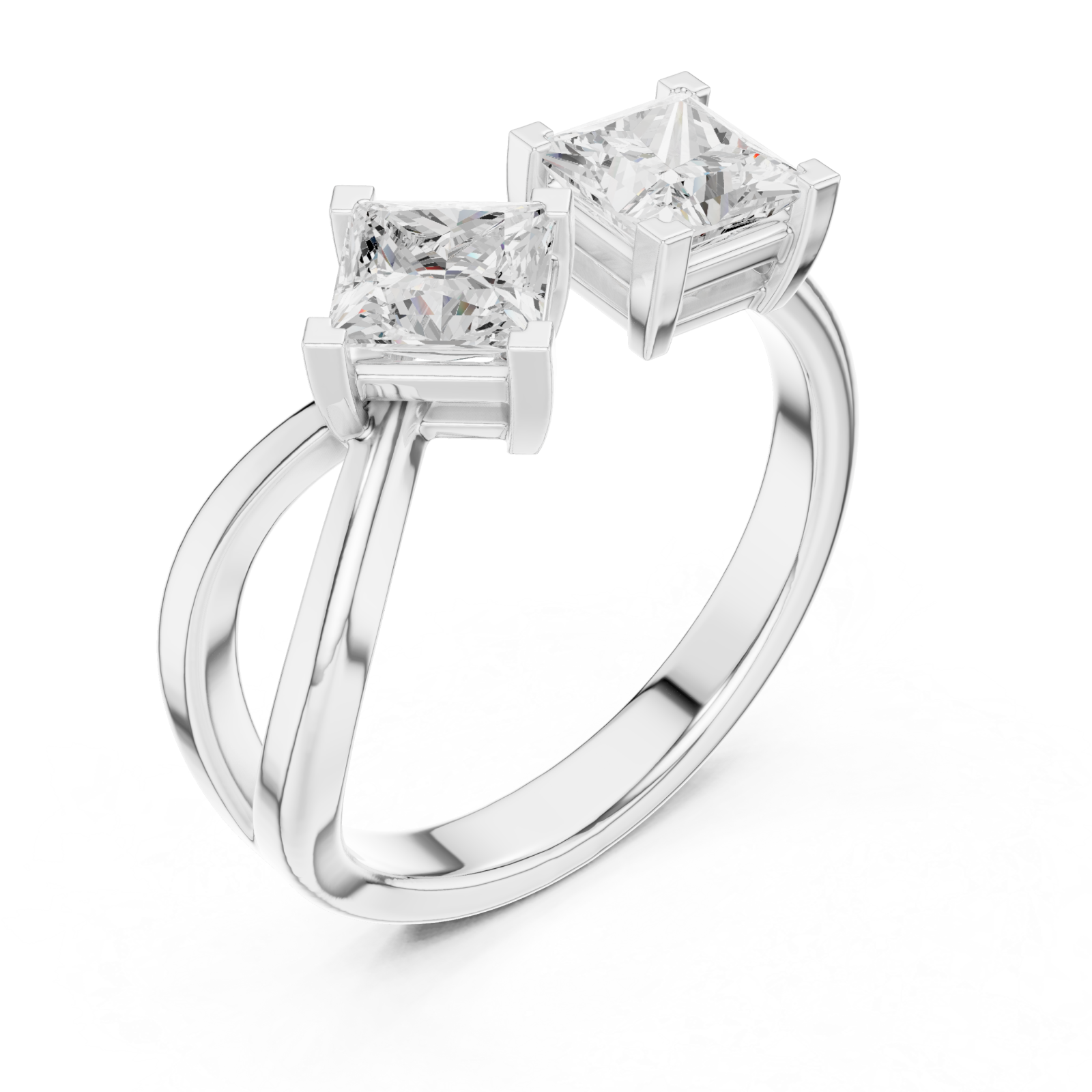  White Gold Classic Twin Radiance Ring Right View