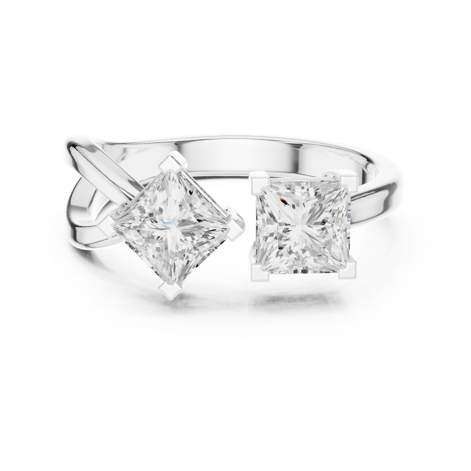  White Gold Classic Twin Radiance Ring Front View