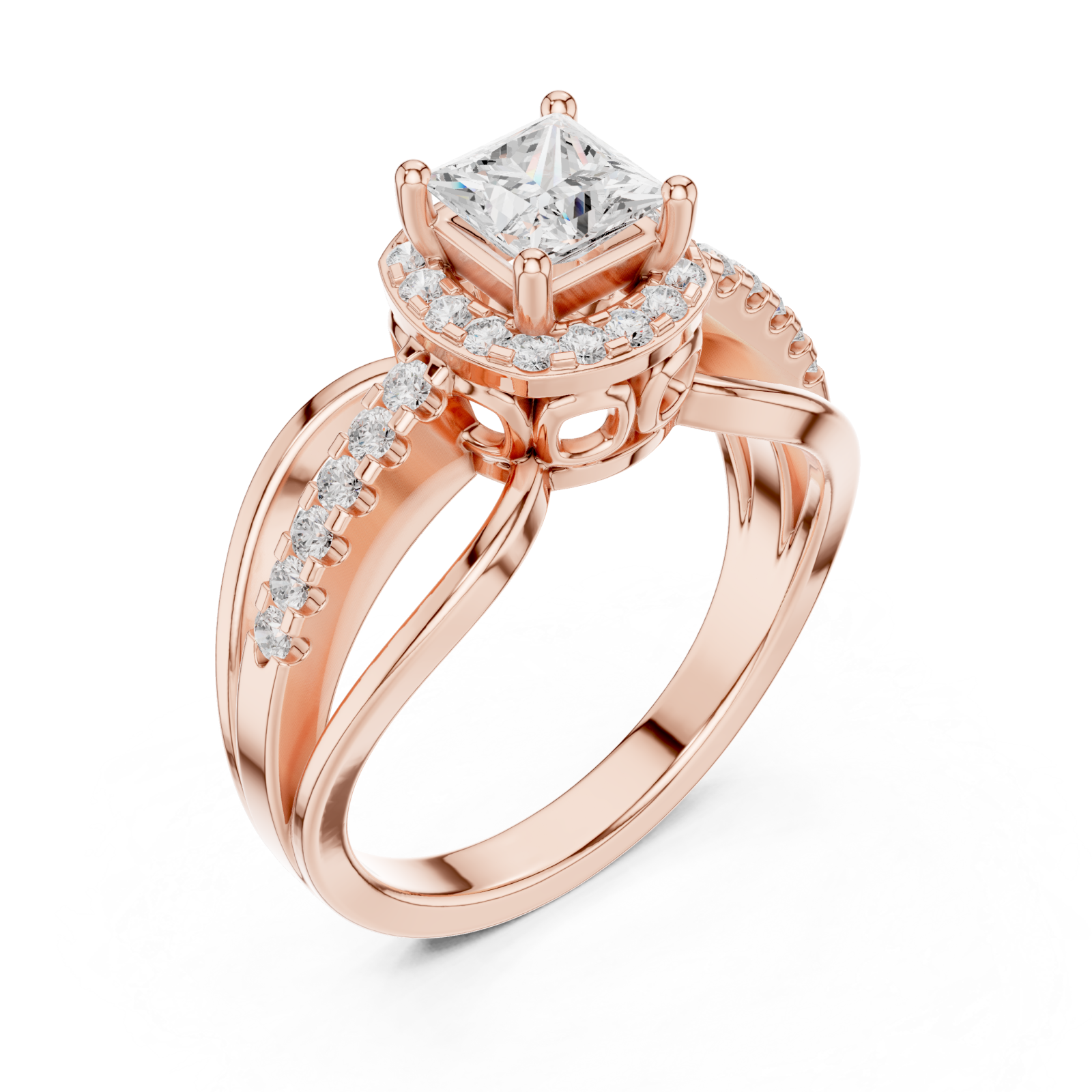  Rose Gold Empress Delight Multi-Row Promise Ring Right View