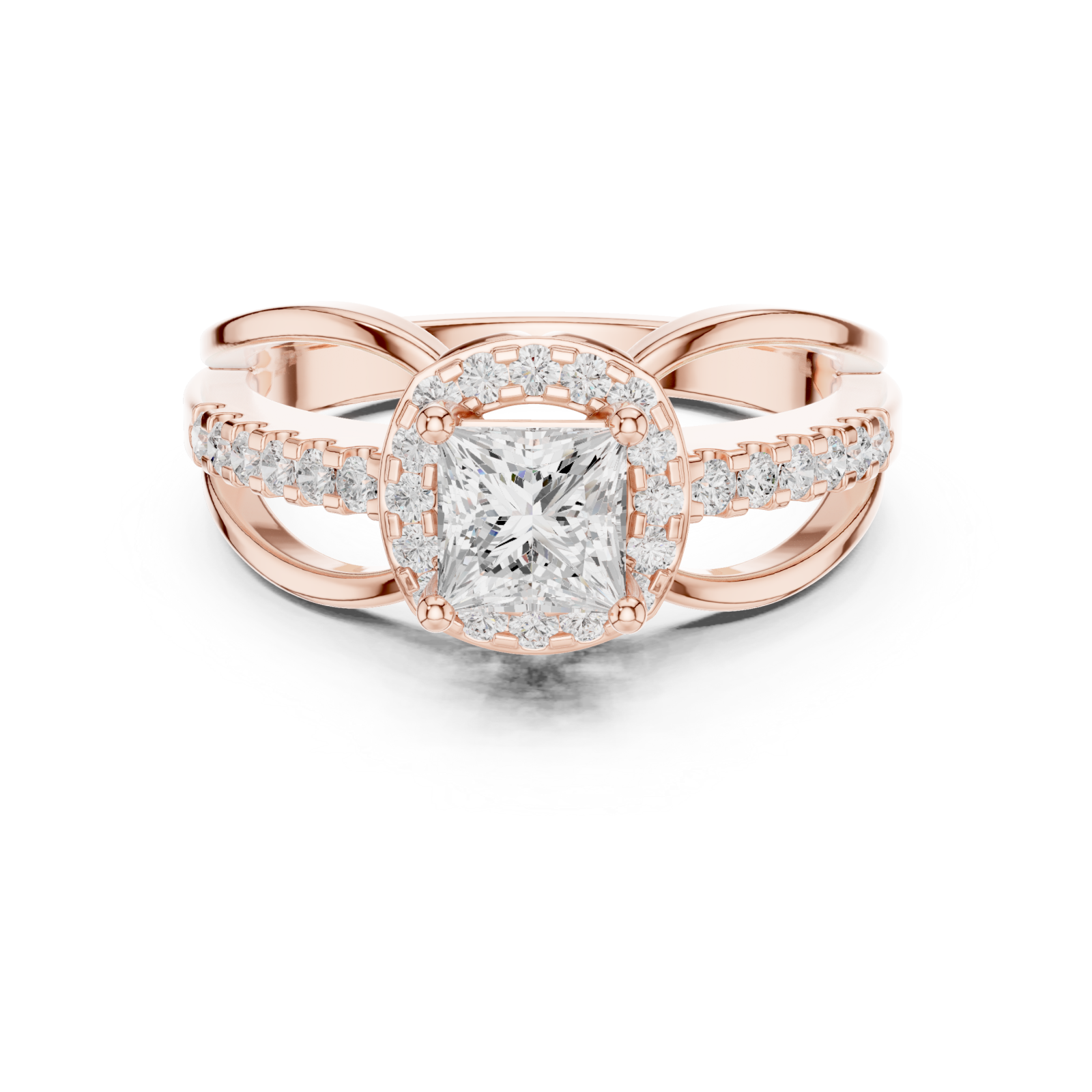  Rose Gold Empress Delight Multi-Row Promise Ring Front View
