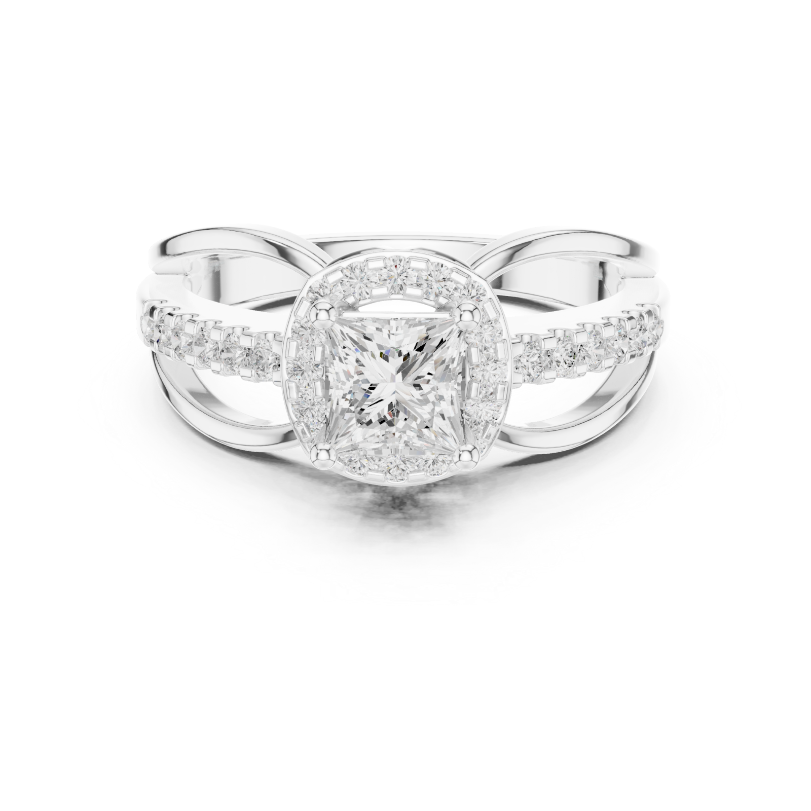  White Gold Empress Delight Multi-Row Promise Ring Front View