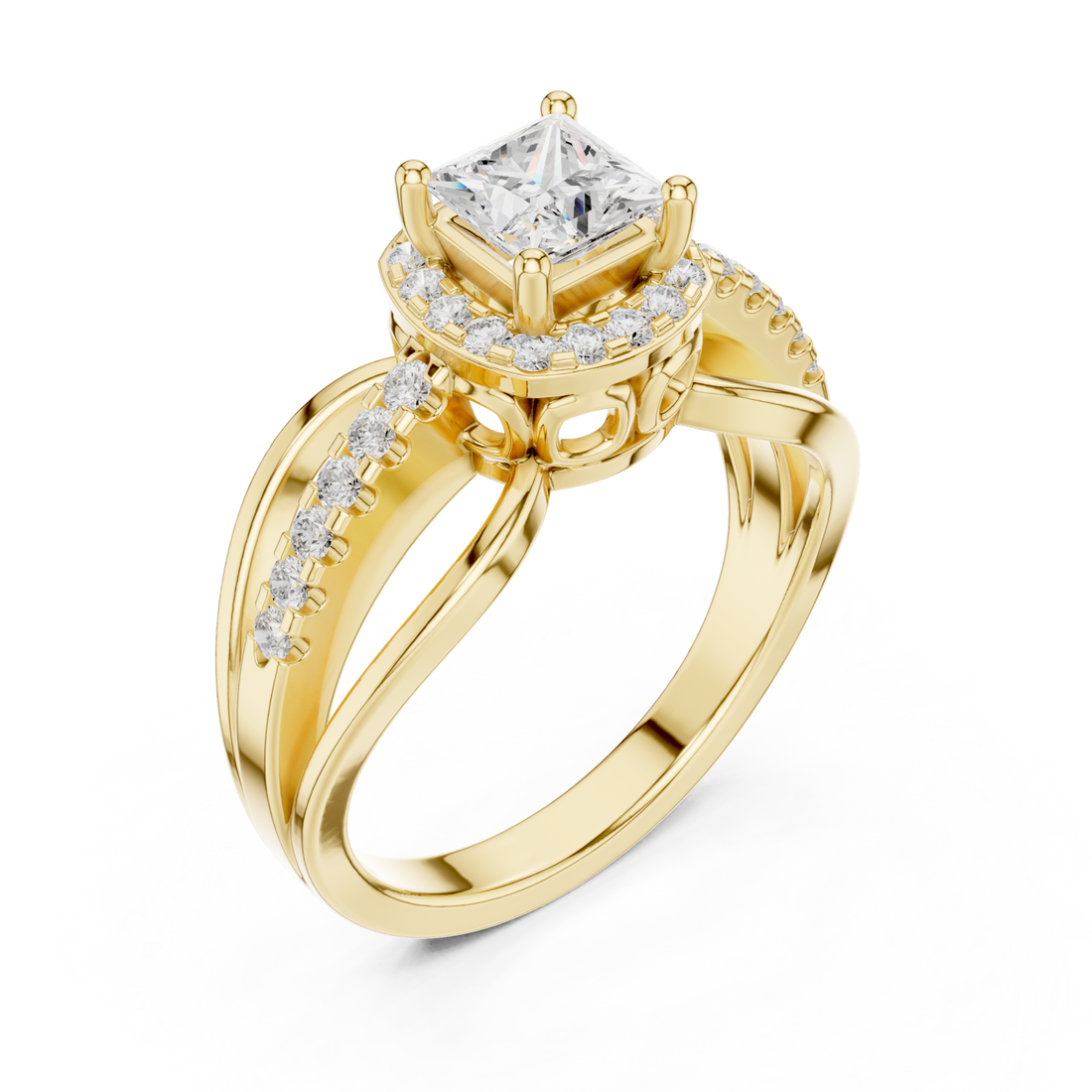 Gold Empress Delight Multi-Row Promise Ring Right View