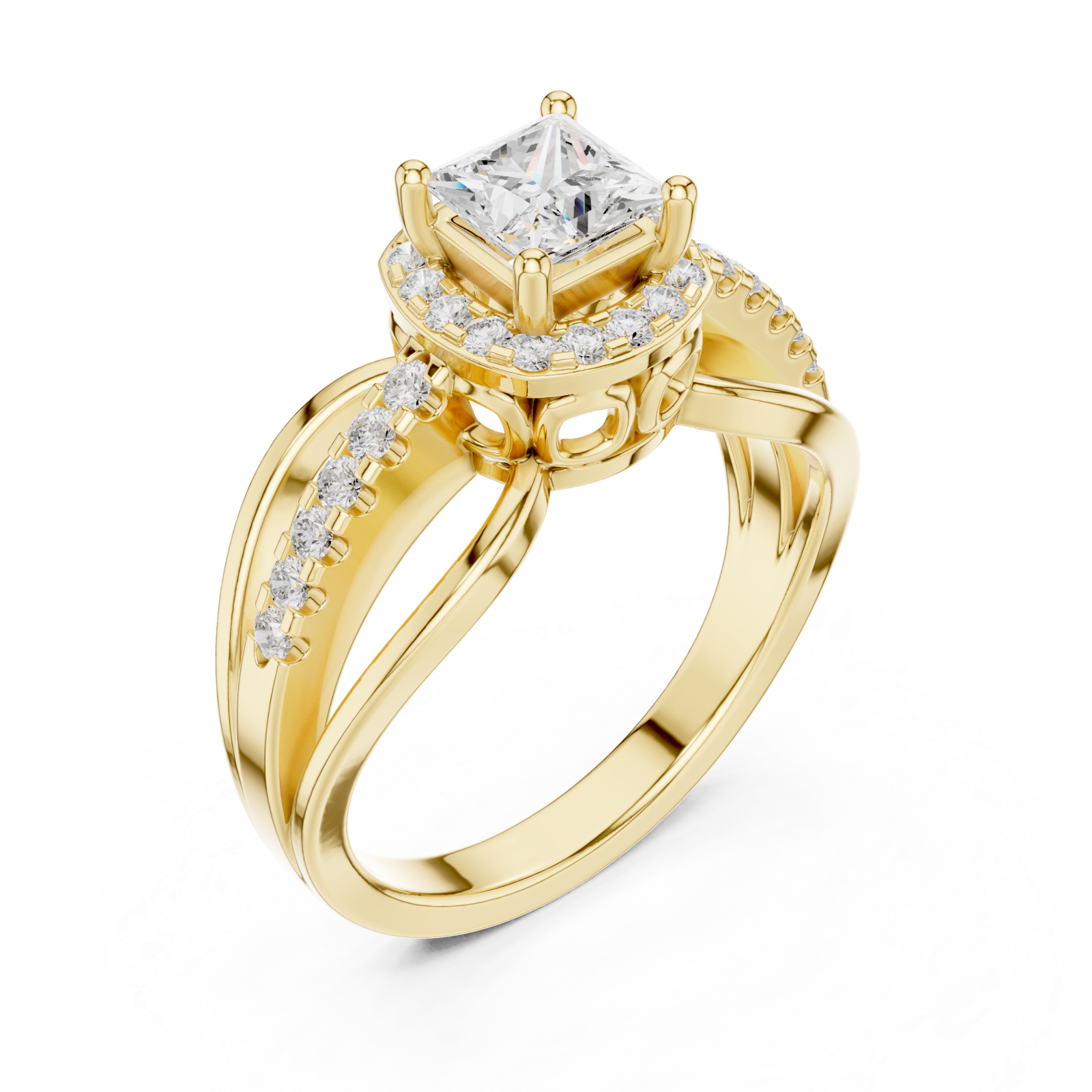 Gold Empress Delight Multi-Row Promise Ring Right View