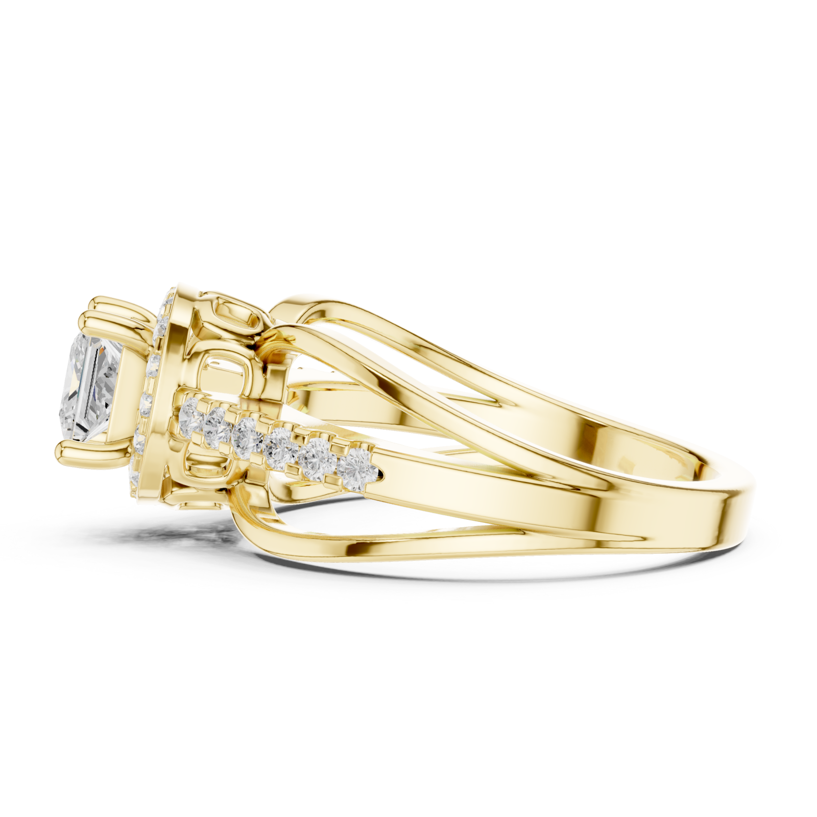  Gold Empress Delight Multi-Row Promise Ring Side View