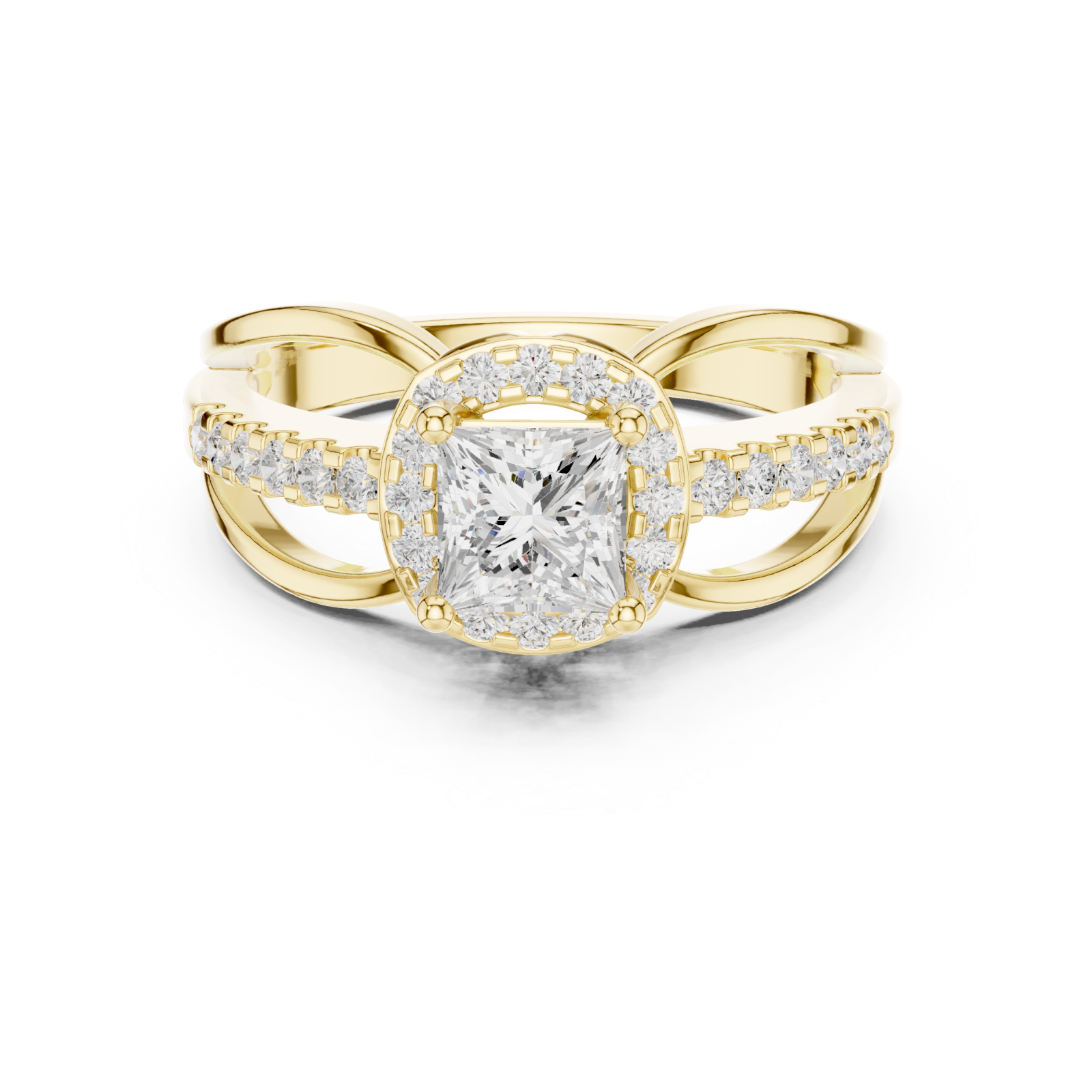  Gold Empress Delight Multi-Row Promise Ring Front View