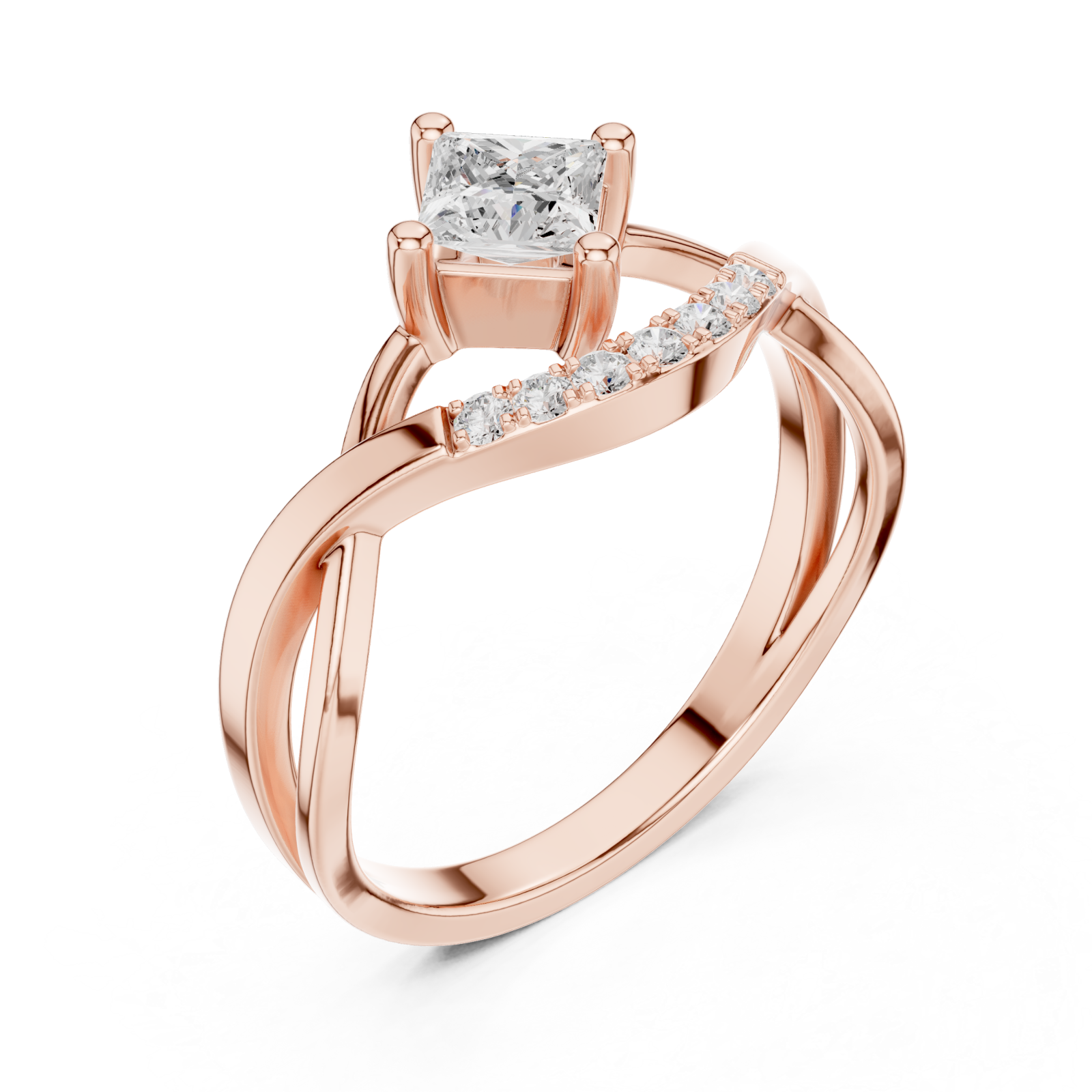  Rose Gold Luminous Grace Asymmetric Bypass Ring Right View
