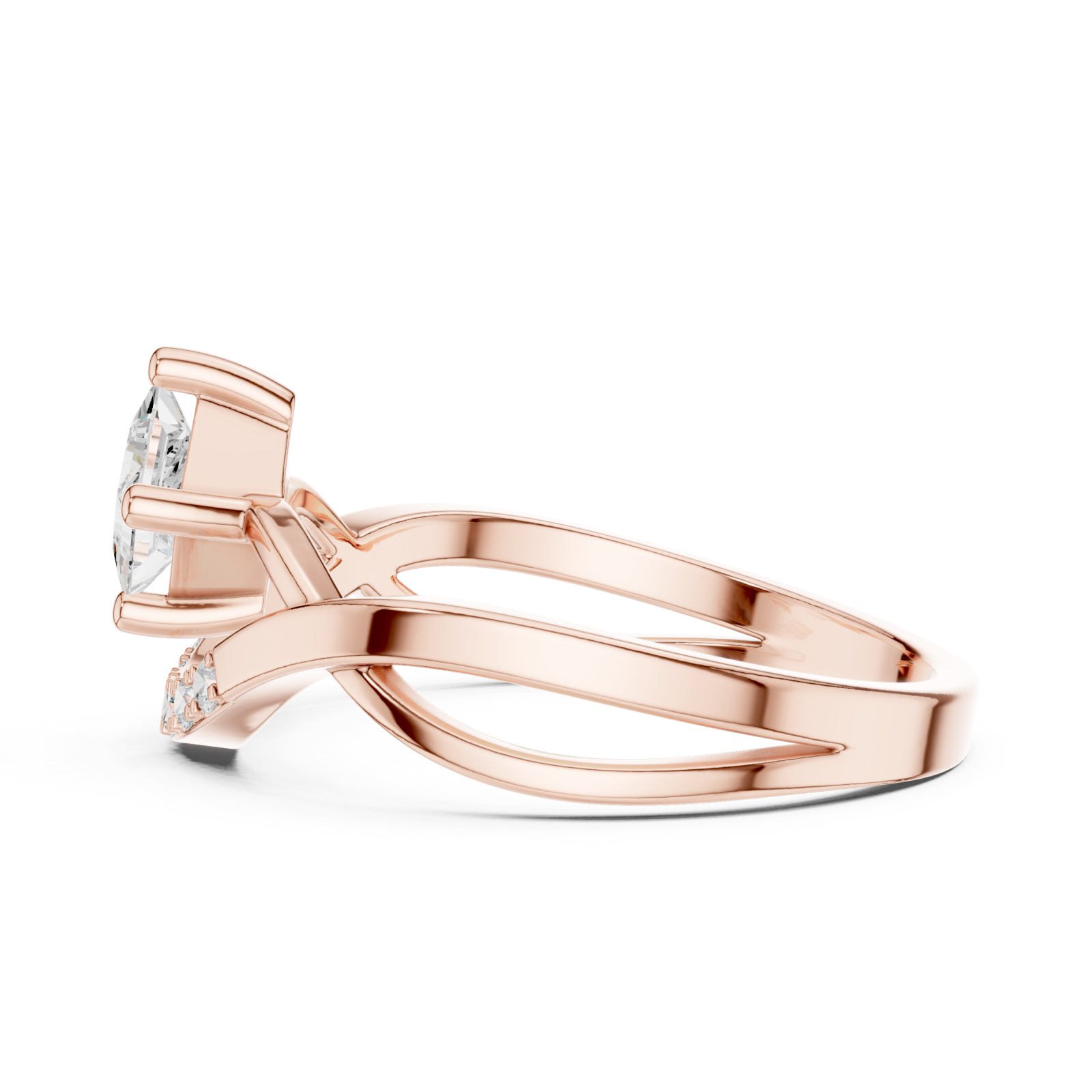  Rose Gold Luminous Grace Asymmetric Bypass Ring Side View