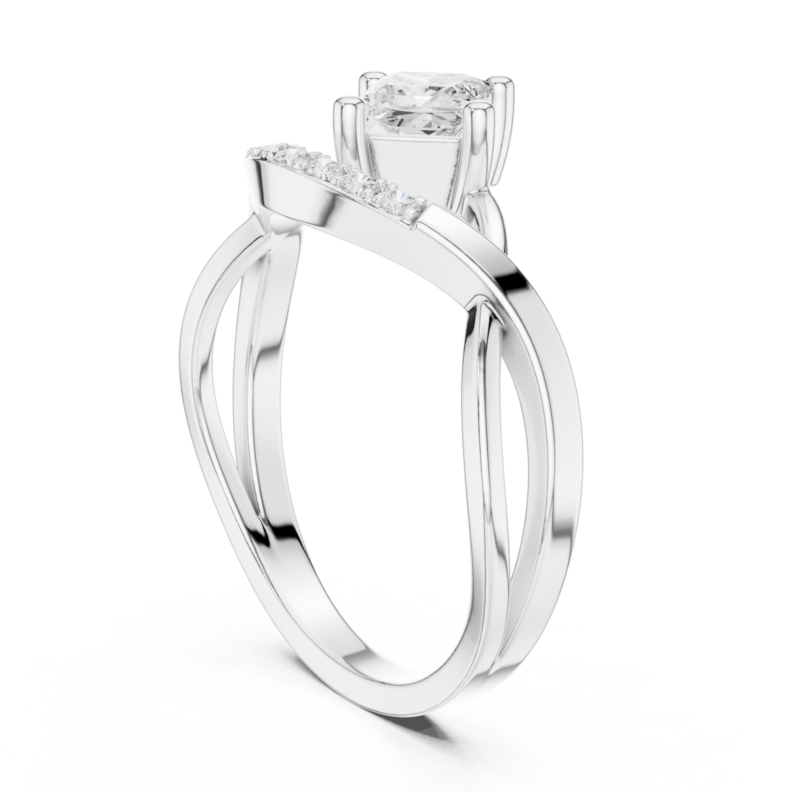  White Gold Luminous Grace Asymmetric Bypass Ring Left View