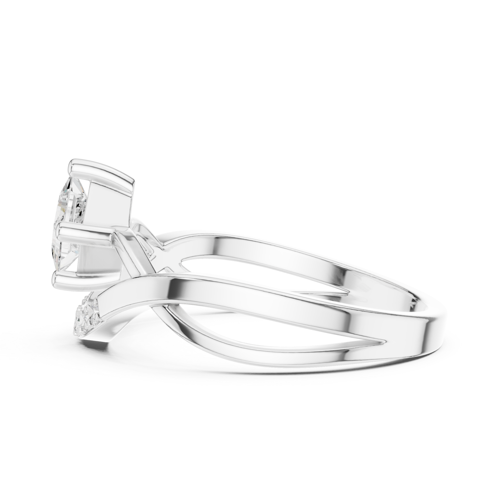  White Gold Luminous Grace Asymmetric Bypass Ring Side View