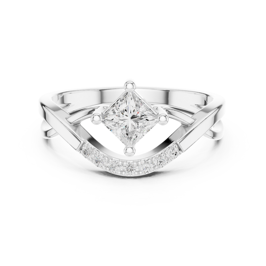  White Gold Luminous Grace Asymmetric Bypass Ring Right View