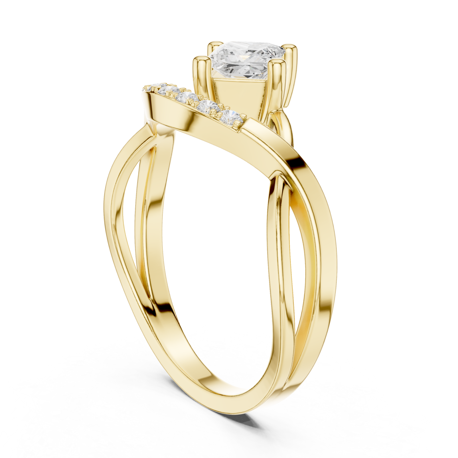  Gold Luminous Grace Asymmetric Bypass Ring Left View