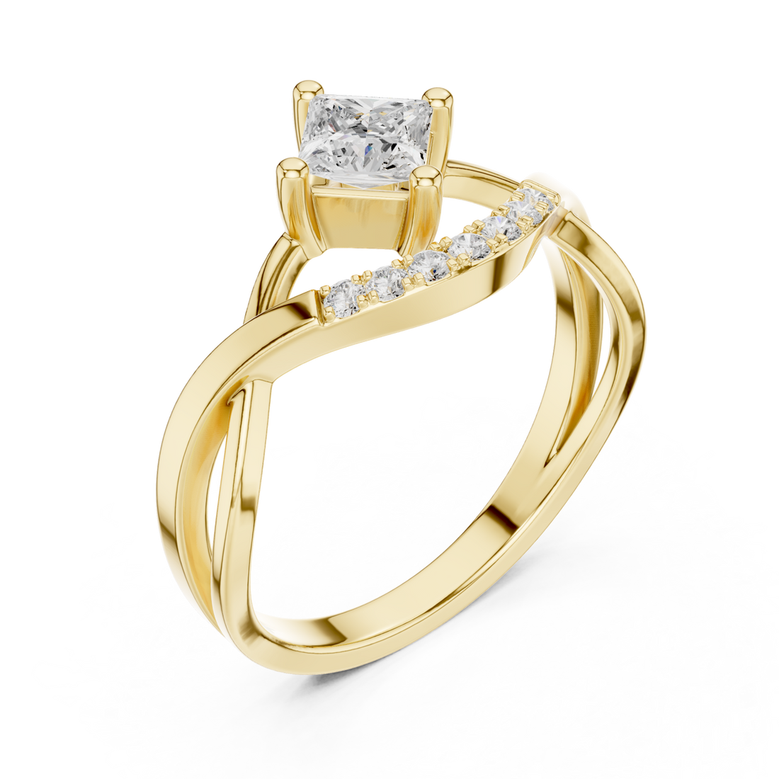 Gold Luminous Grace Asymmetric Bypass Ring Right View