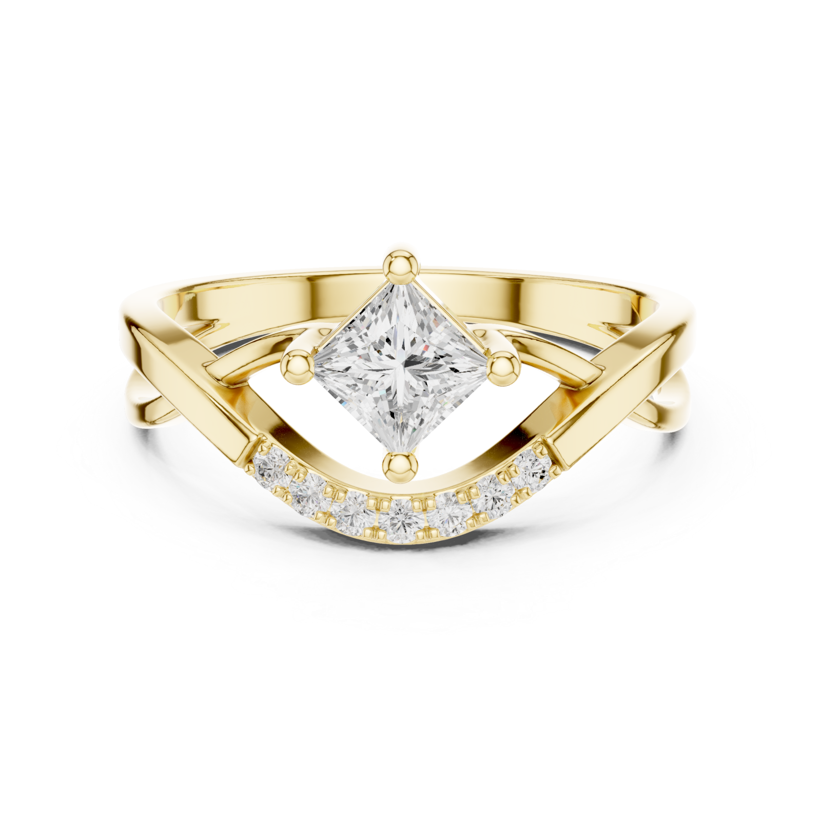  Gold Luminous Grace Asymmetric Bypass Ring Front View