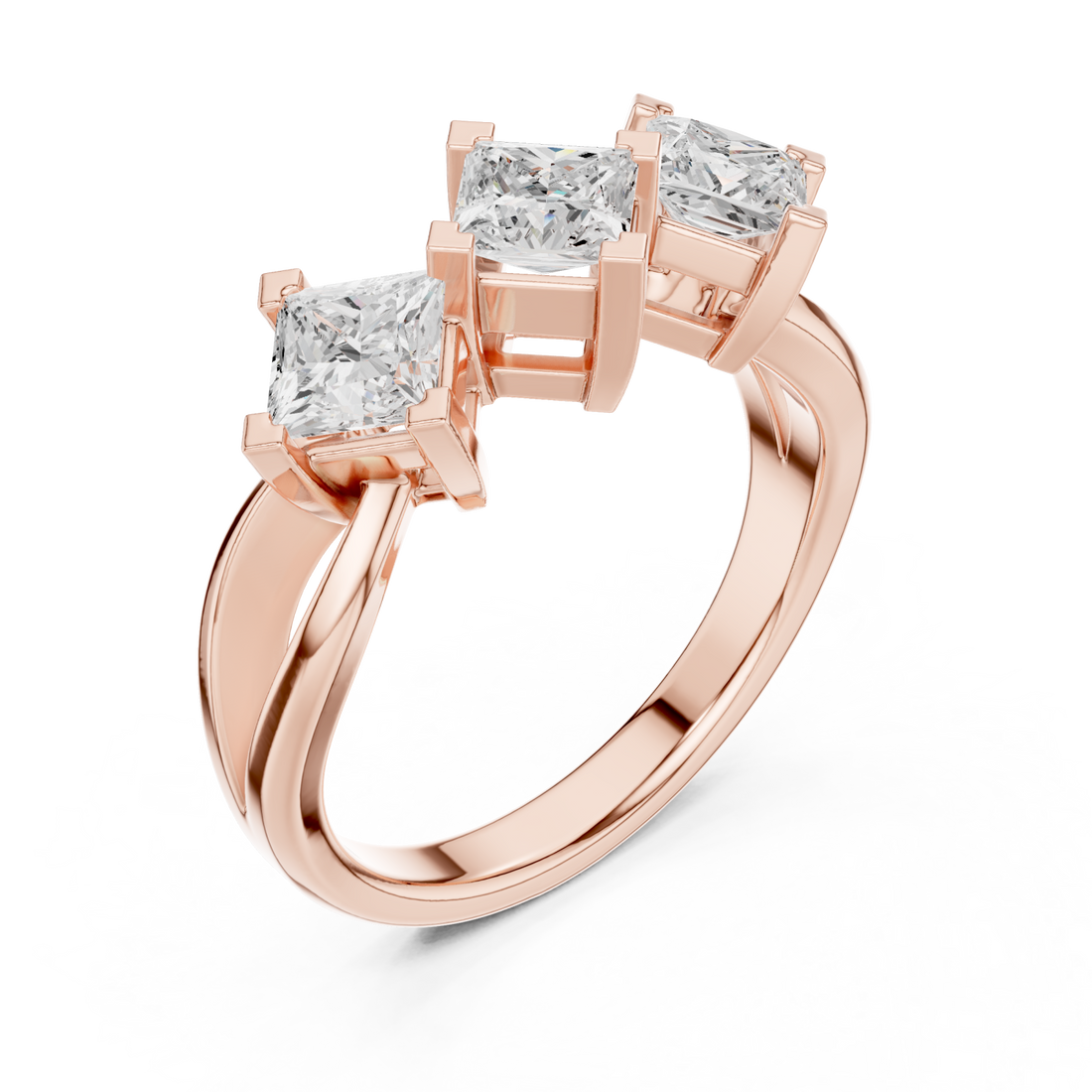  Rose Gold Gracefully Three Element Statement Ring Right View