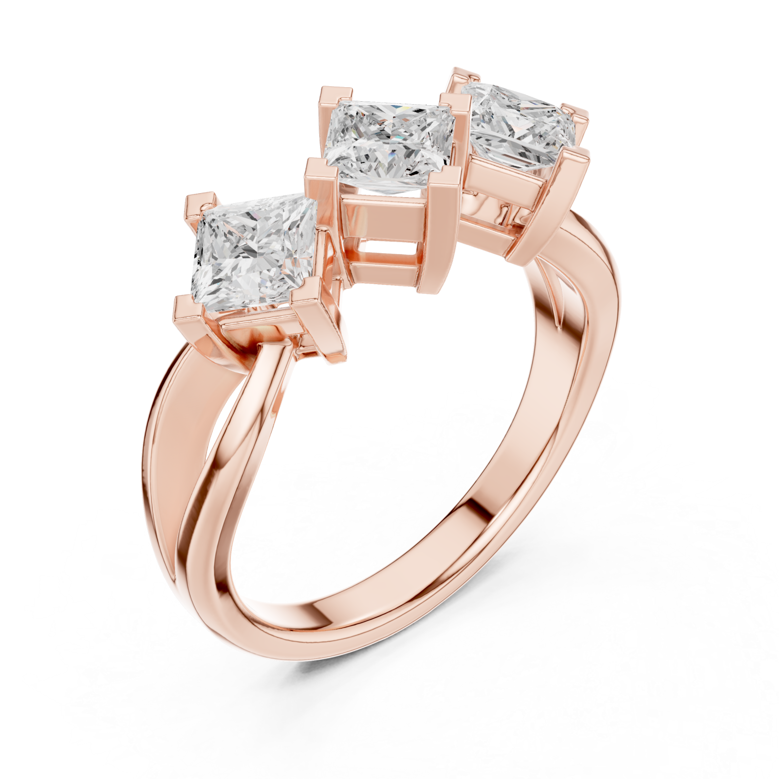  Rose Gold Gracefully Three Element Statement Ring Right View